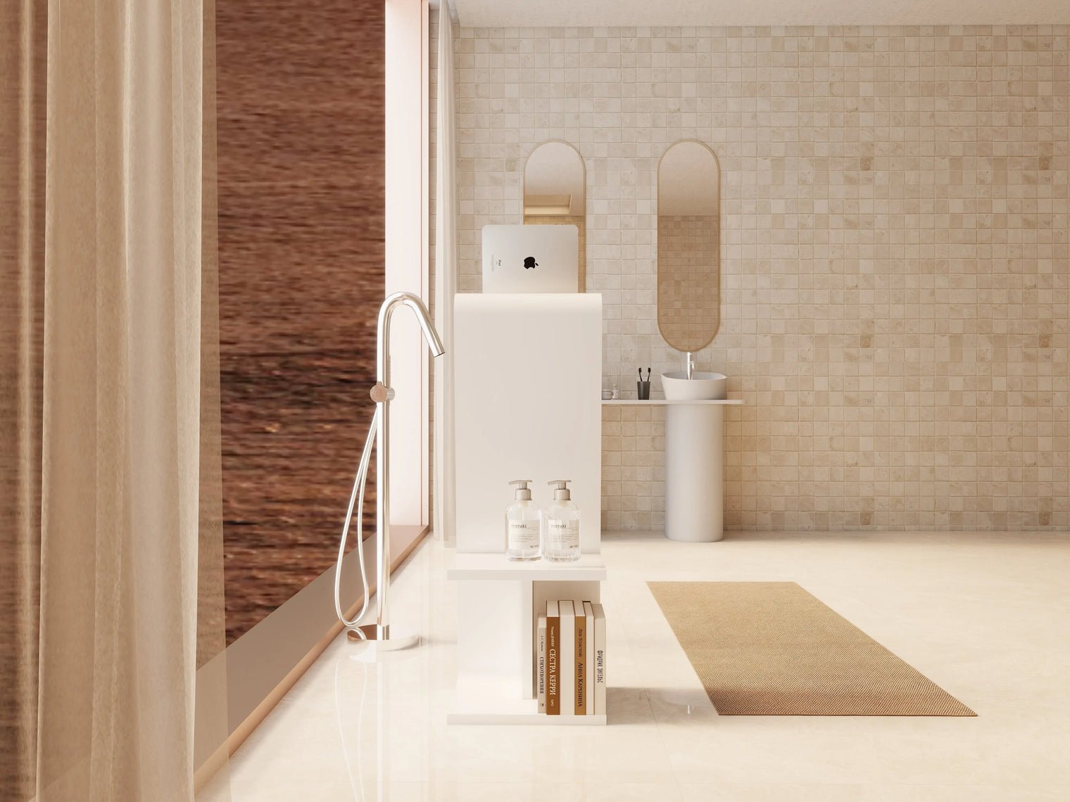 OSAKA Z-ShapeSide-BookShelves INFINITE BATH