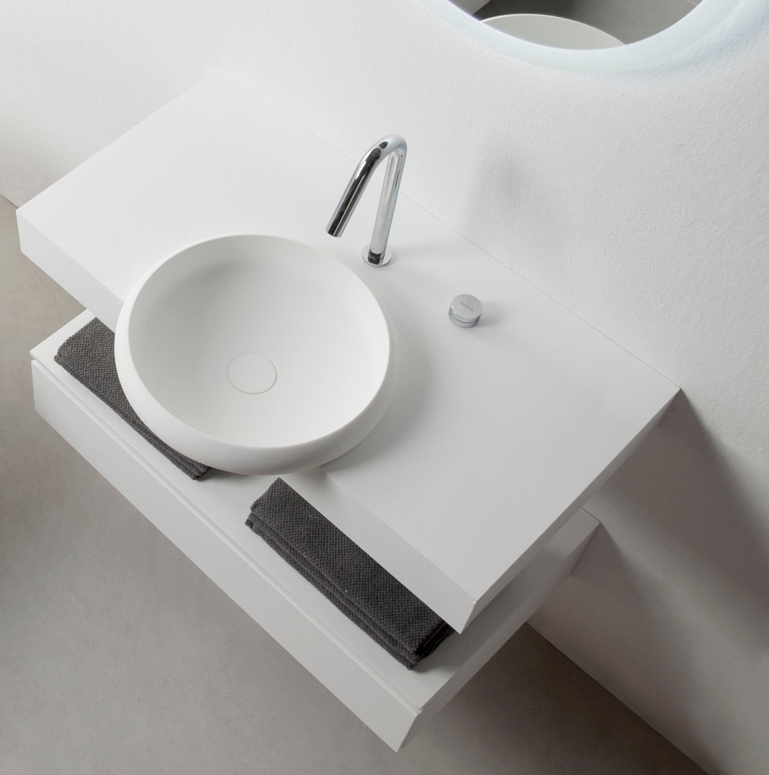 Ardea Semi-Recess Basin (Round)-INFINITE BATH-訂造洗手盆,浴室翻新, small size bathtubs, custom-made bathtub HK,freestanding bathtub Hong Kong, 獨立式 浴缸 香港, premium bathtub brands HK, Where to buy bathtubs in Hong Kong, best custom bathroom furniture HK, Infinite Bath, Infinite浴缸, Cloakroom,Vanities, Mirrors,Bathroom Furniture, 浴室裝修,浴室 櫃 訂造