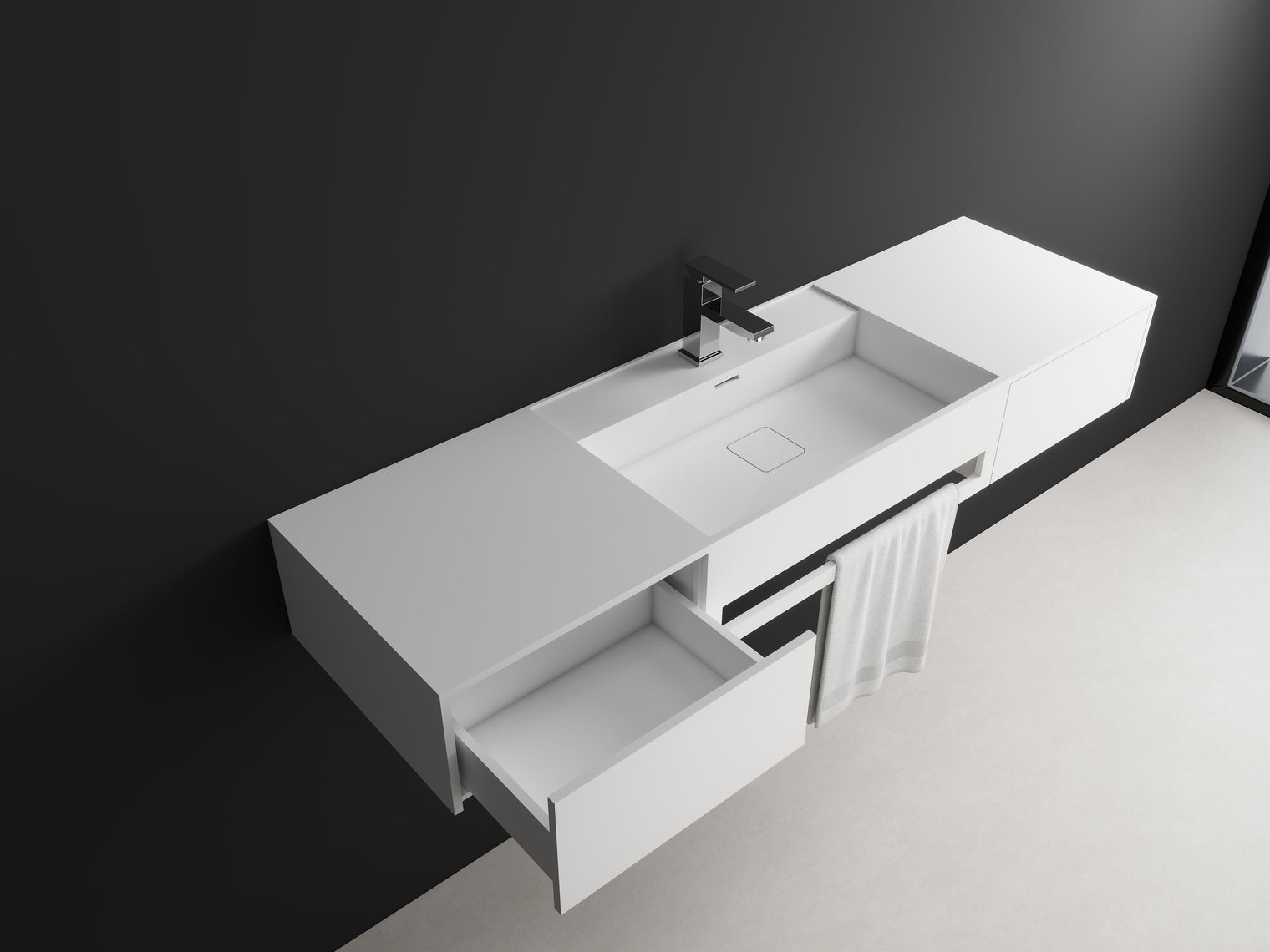 CUBE-X WM 140 basin w/Drawers