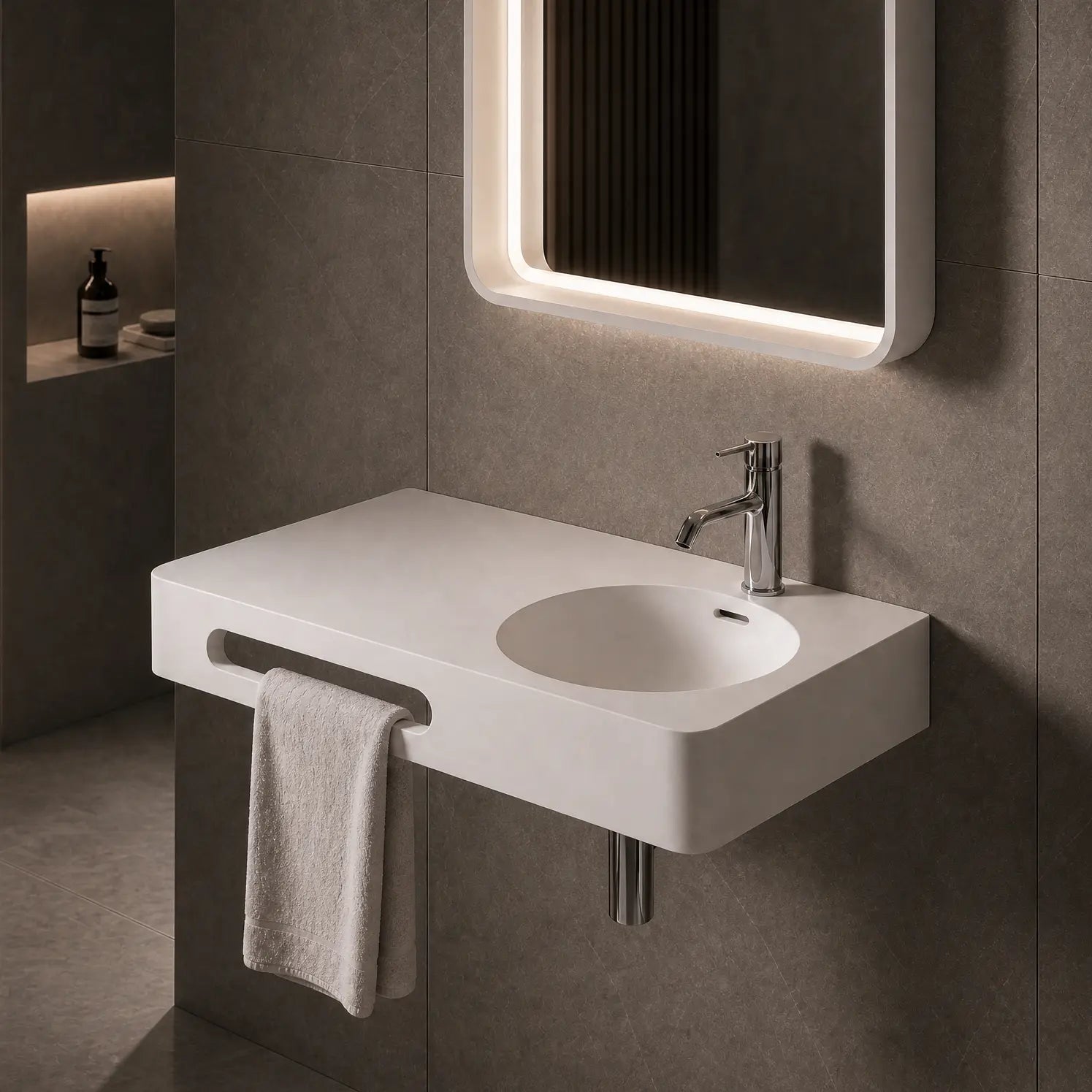 Cirque WM Basin 90R w/ Towel Bar