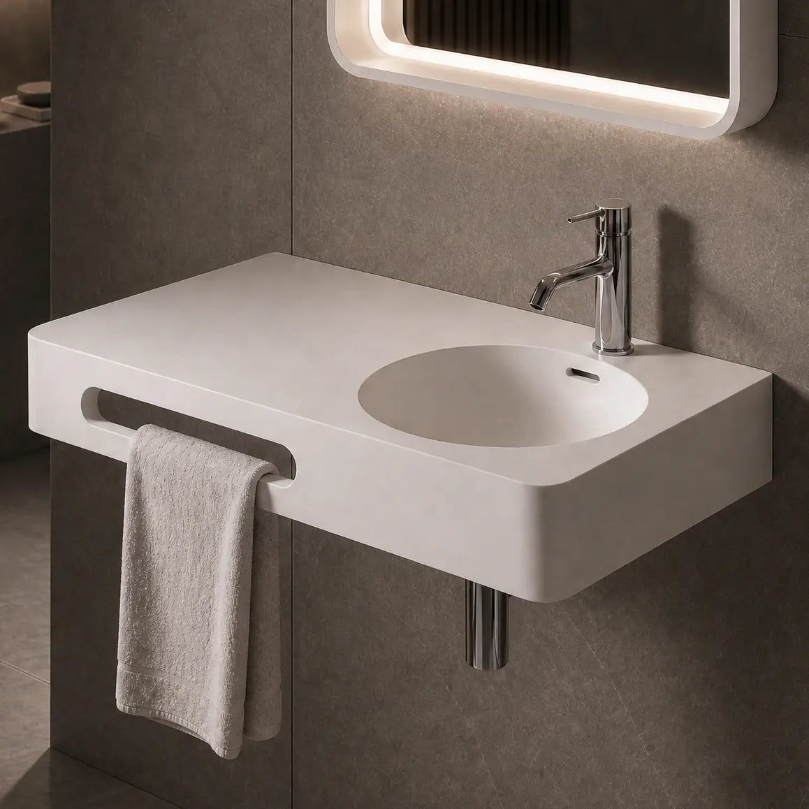 Cirque WM Basin 90R w/ Towel Bar