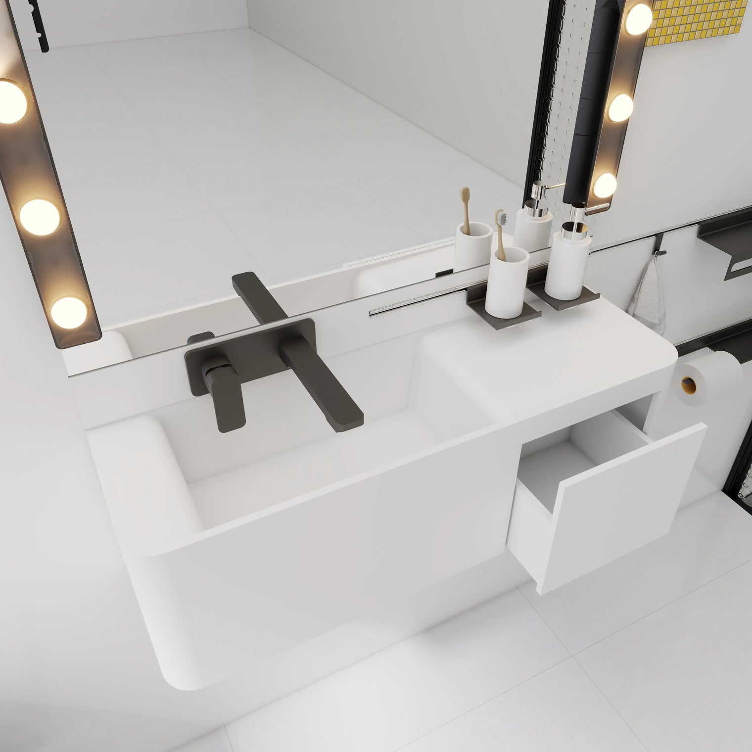 ELEMENTS Wall-Mount Washbasins Bowl on Left INFINITE BATH