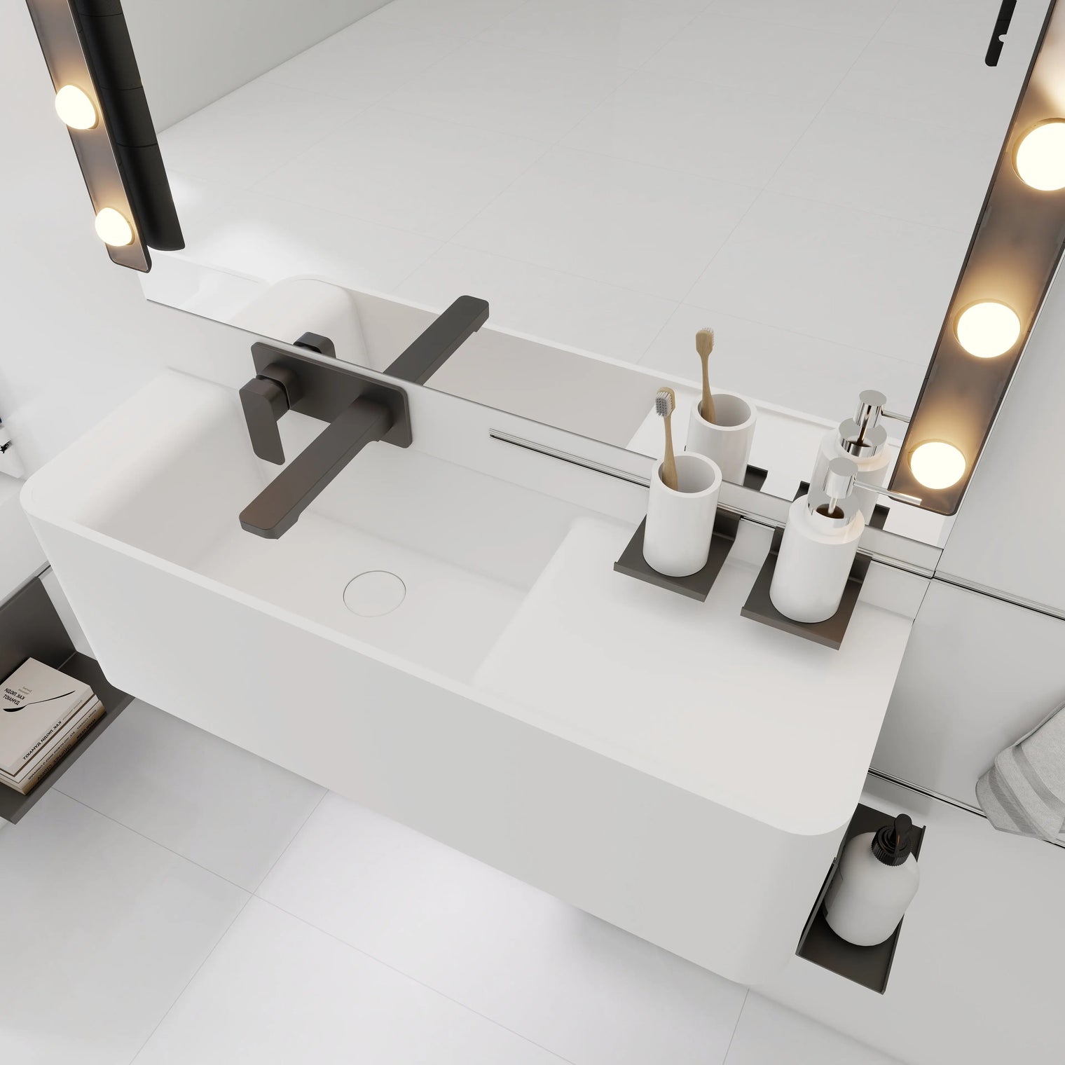 ELEMENTS Wall-Mount Washbasins Bowl on Left INFINITE BATH