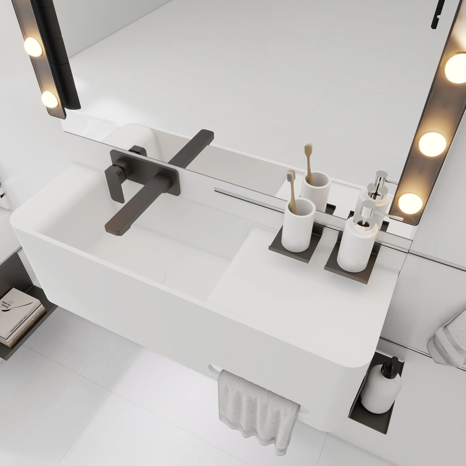 ELEMENTS Wall-Mount Washbasins Bowl on Left INFINITE BATH