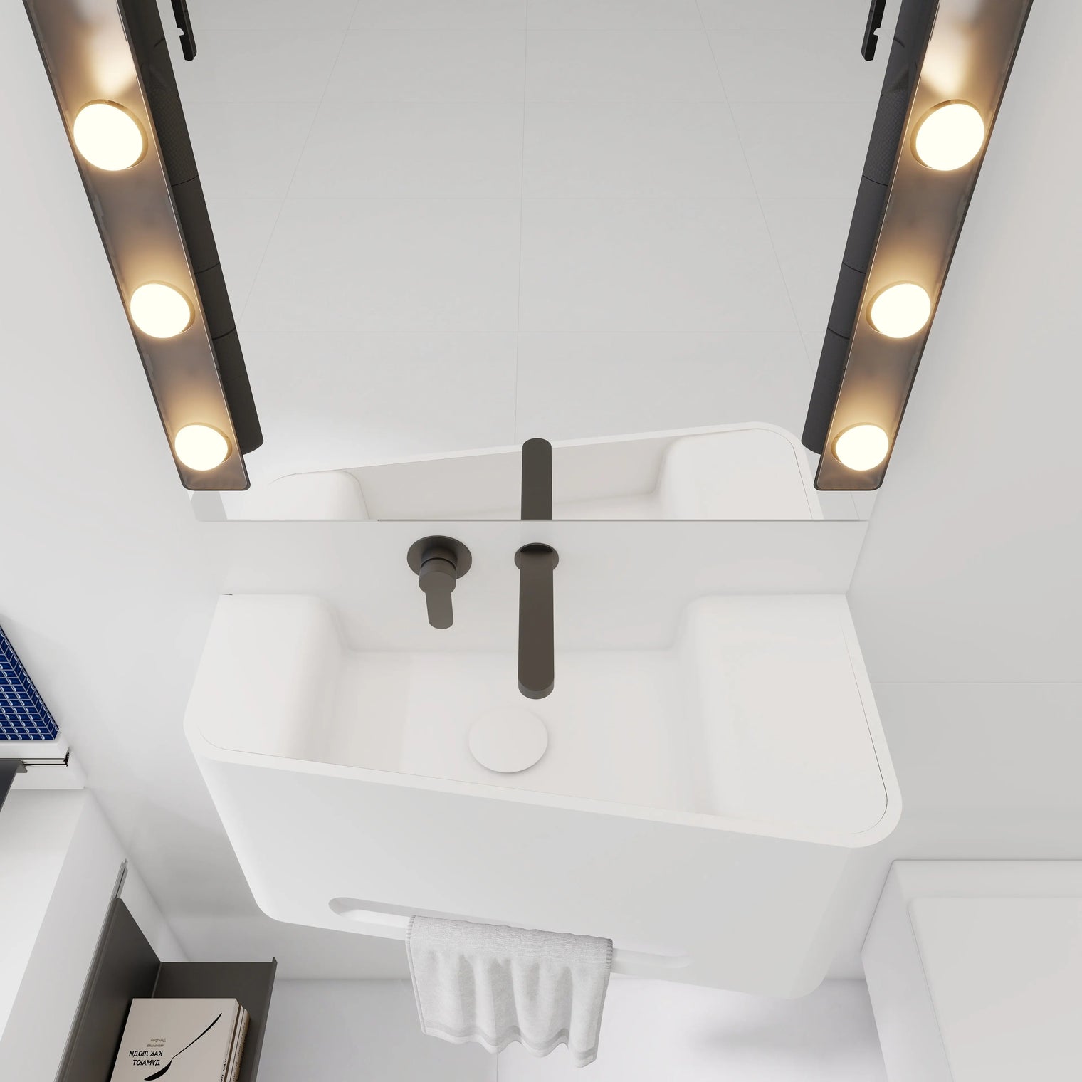 ELEMENTS Wall-Mount Washbasins Bowl on Left w/towel bar INFINITE BATH