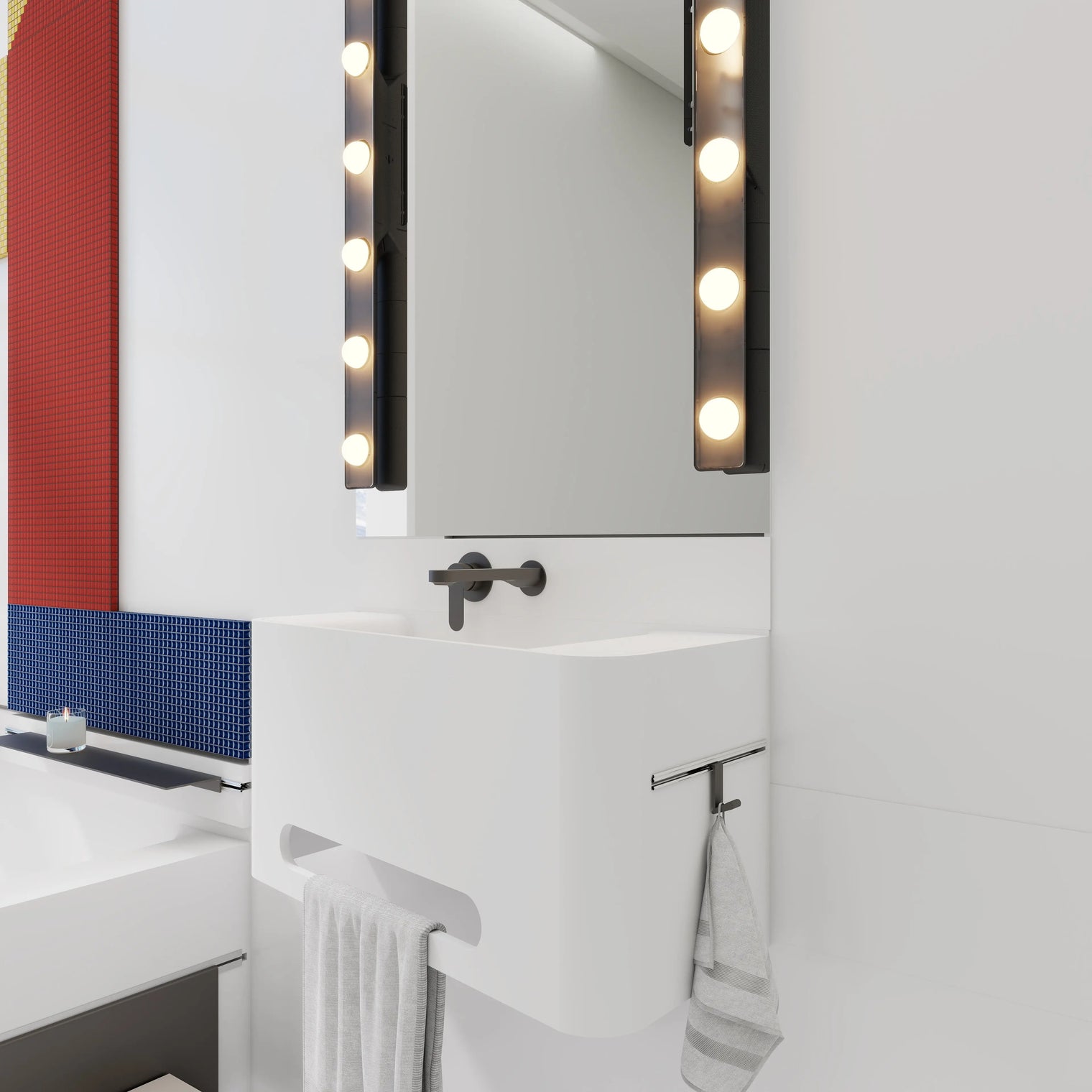 ELEMENTS Wall-Mount Washbasins Bowl on Left w/towel bar INFINITE BATH