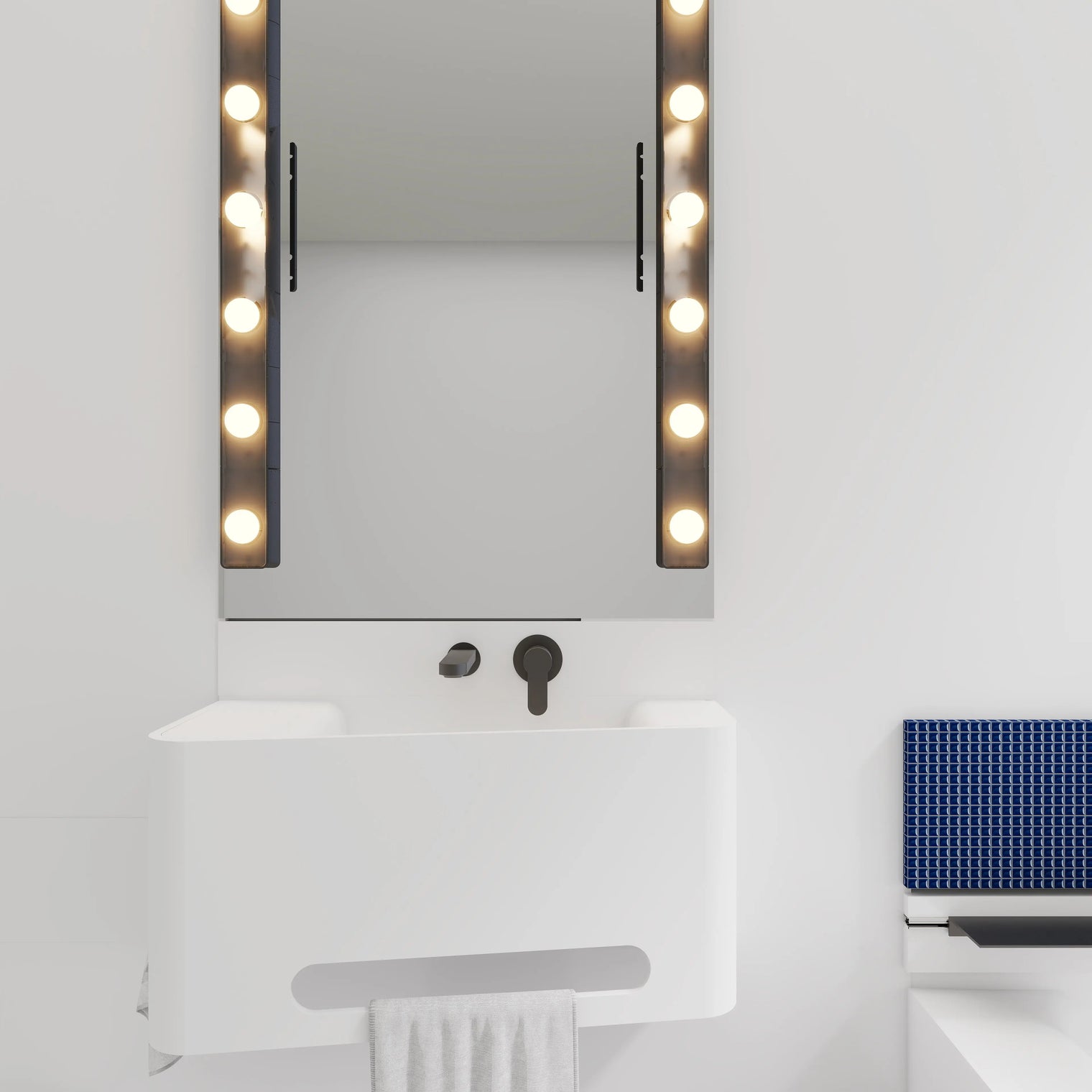 ELEMENTS Wall-Mount Washbasins Bowl on Right w/towel bar INFINITE BATH