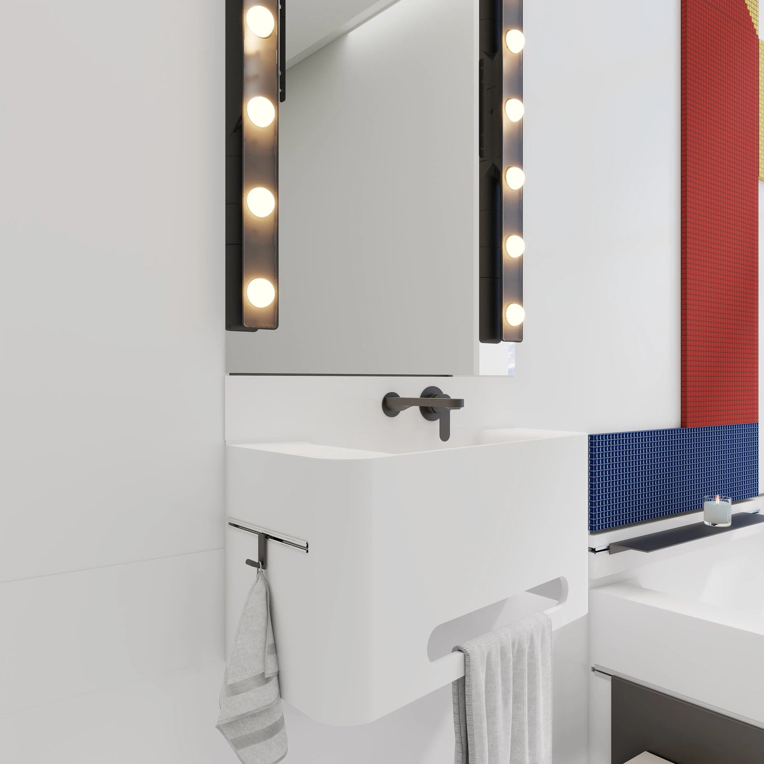 ELEMENTS Wall-Mount Washbasins Bowl on Right w/towel bar INFINITE BATH