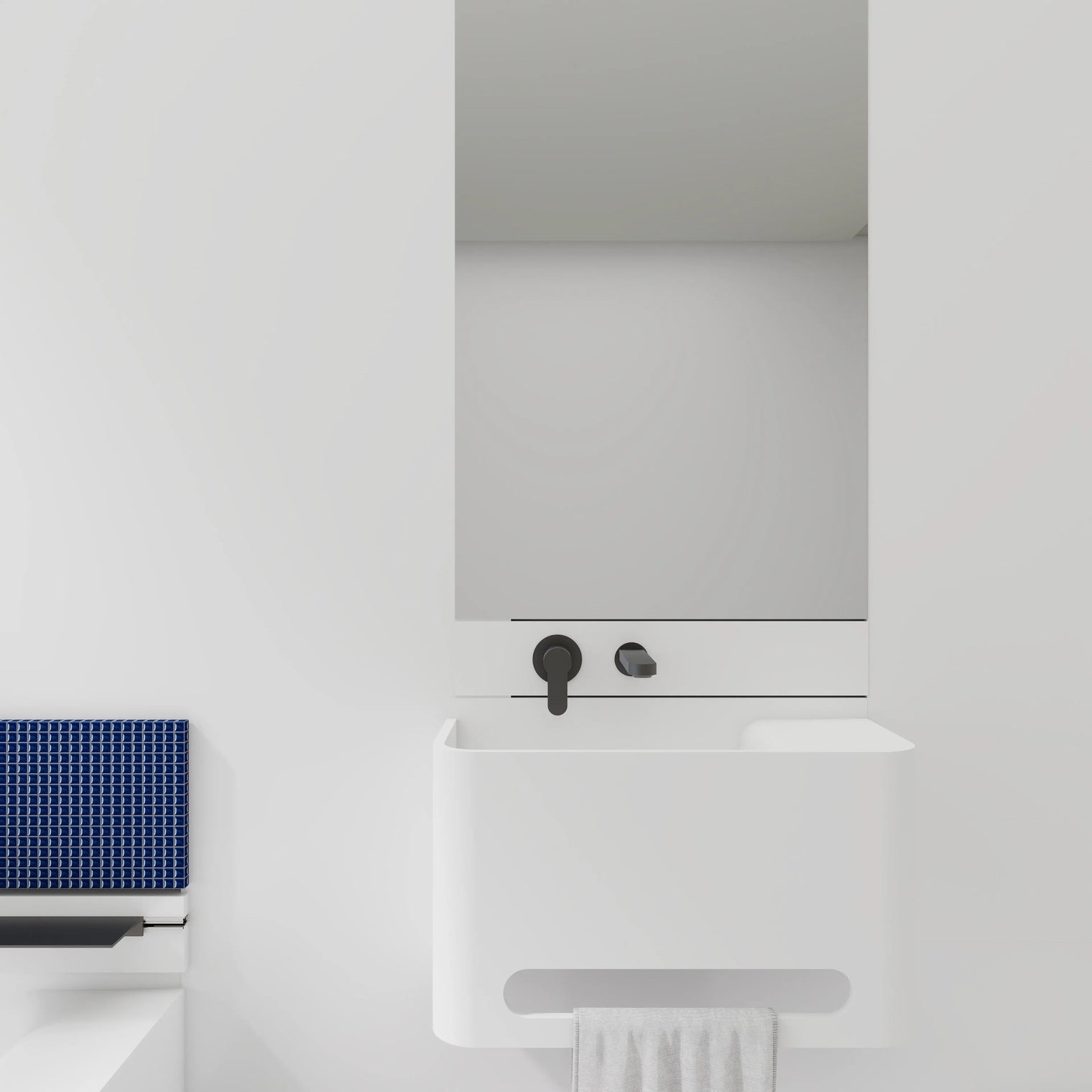 ELEMENTS Wall-Mount Washbasins Bowl on left w/towel bar INFINITE BATH