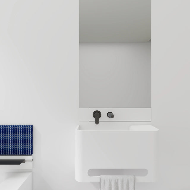 ELEMENTS Wall-Mount Washbasins Bowl on left w/towel bar INFINITE BATH