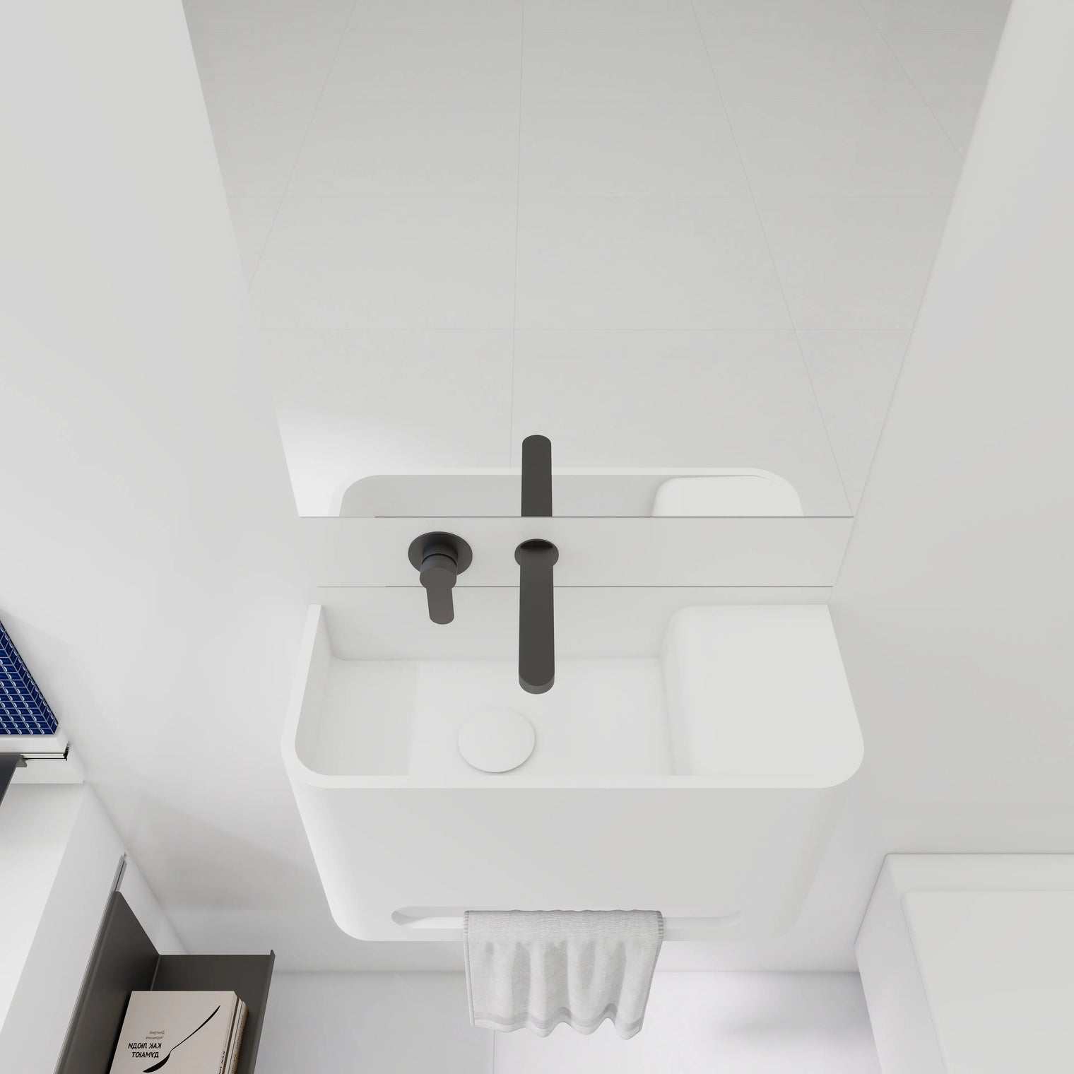 ELEMENTS Wall-Mount Washbasins Bowl on left w/towel bar INFINITE BATH