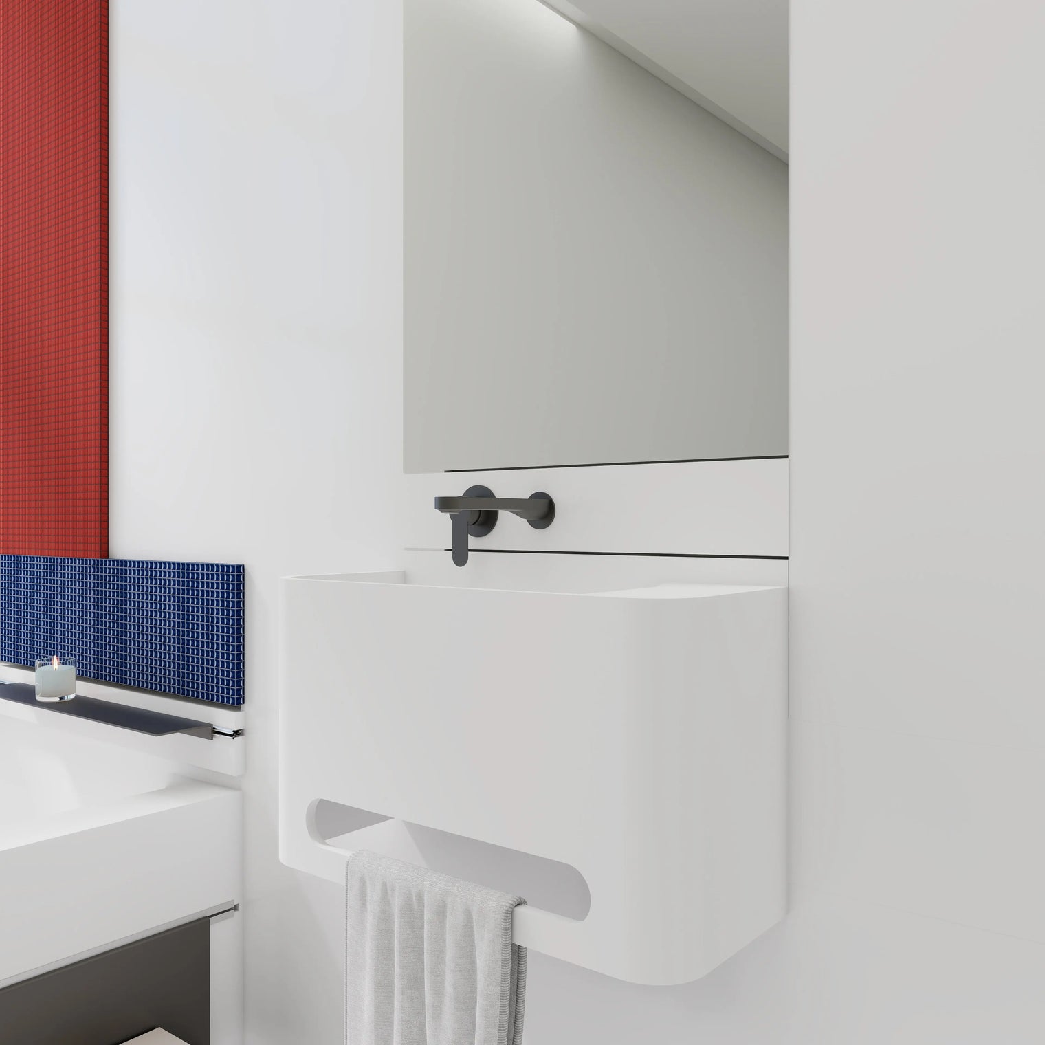 ELEMENTS Wall-Mount Washbasins Bowl on left w/towel bar INFINITE BATH