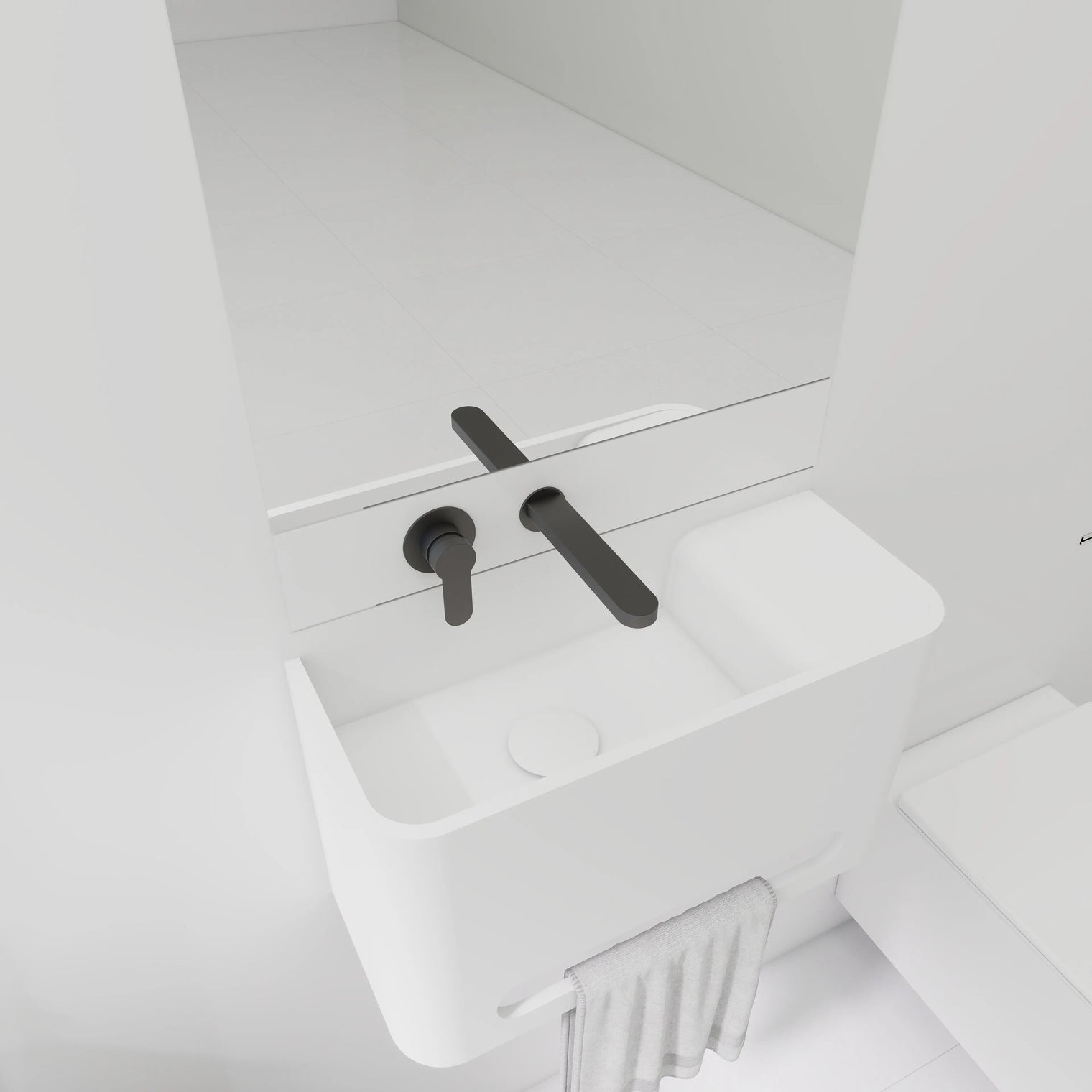 ELEMENTS Wall-Mount Washbasins Bowl on left w/towel bar INFINITE BATH