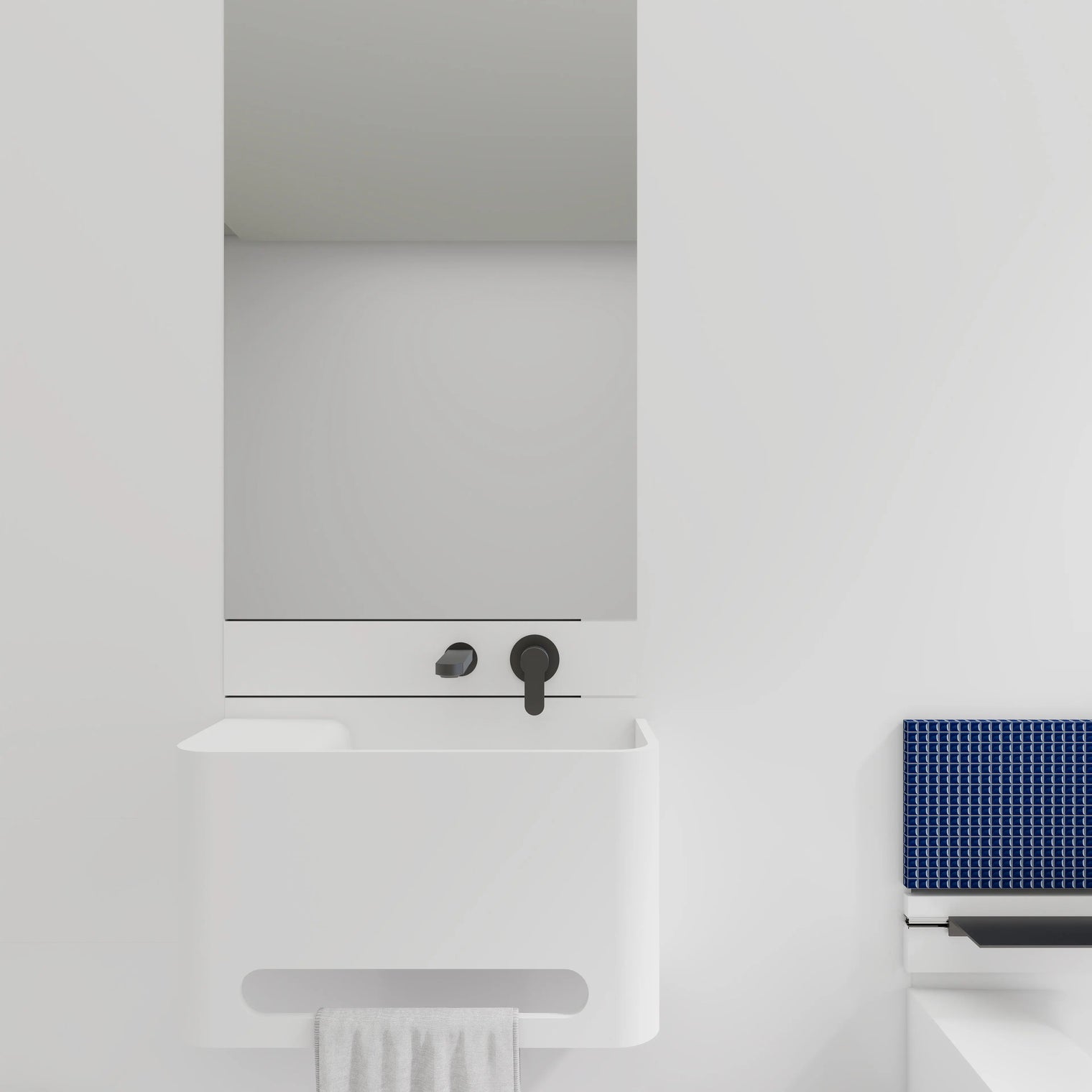 ELEMENTS Wall-Mount Washbasins Bowl on right w/towel bar INFINITE BATH