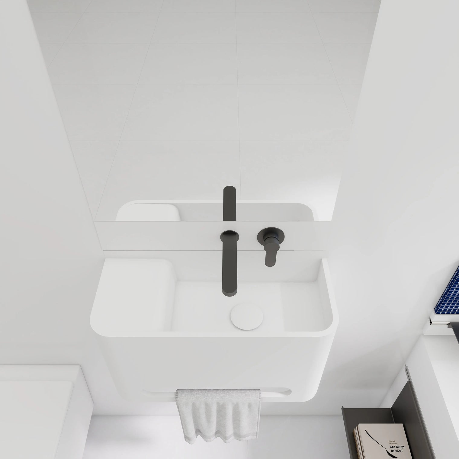 ELEMENTS Wall-Mount Washbasins Bowl on right w/towel bar INFINITE BATH