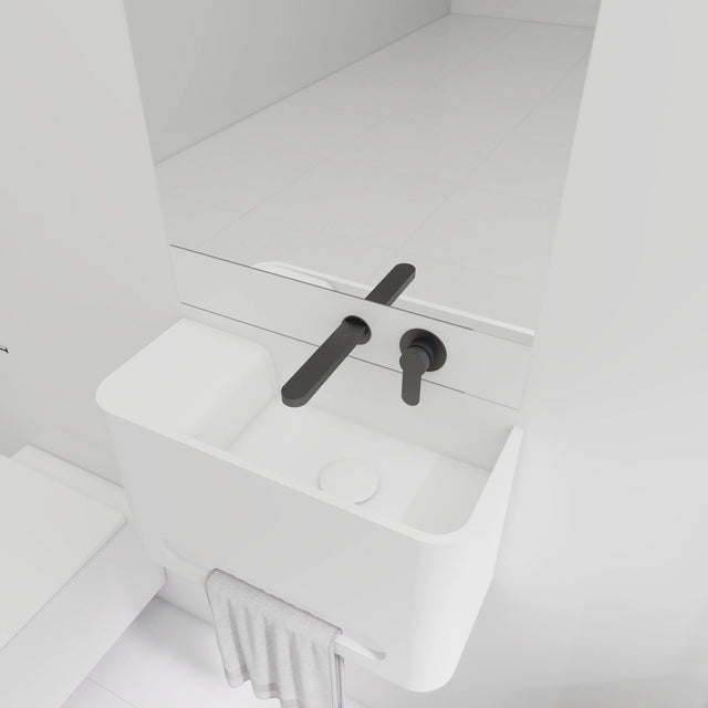 ELEMENTS Wall-Mount Washbasins Bowl on right w/towel bar INFINITE BATH