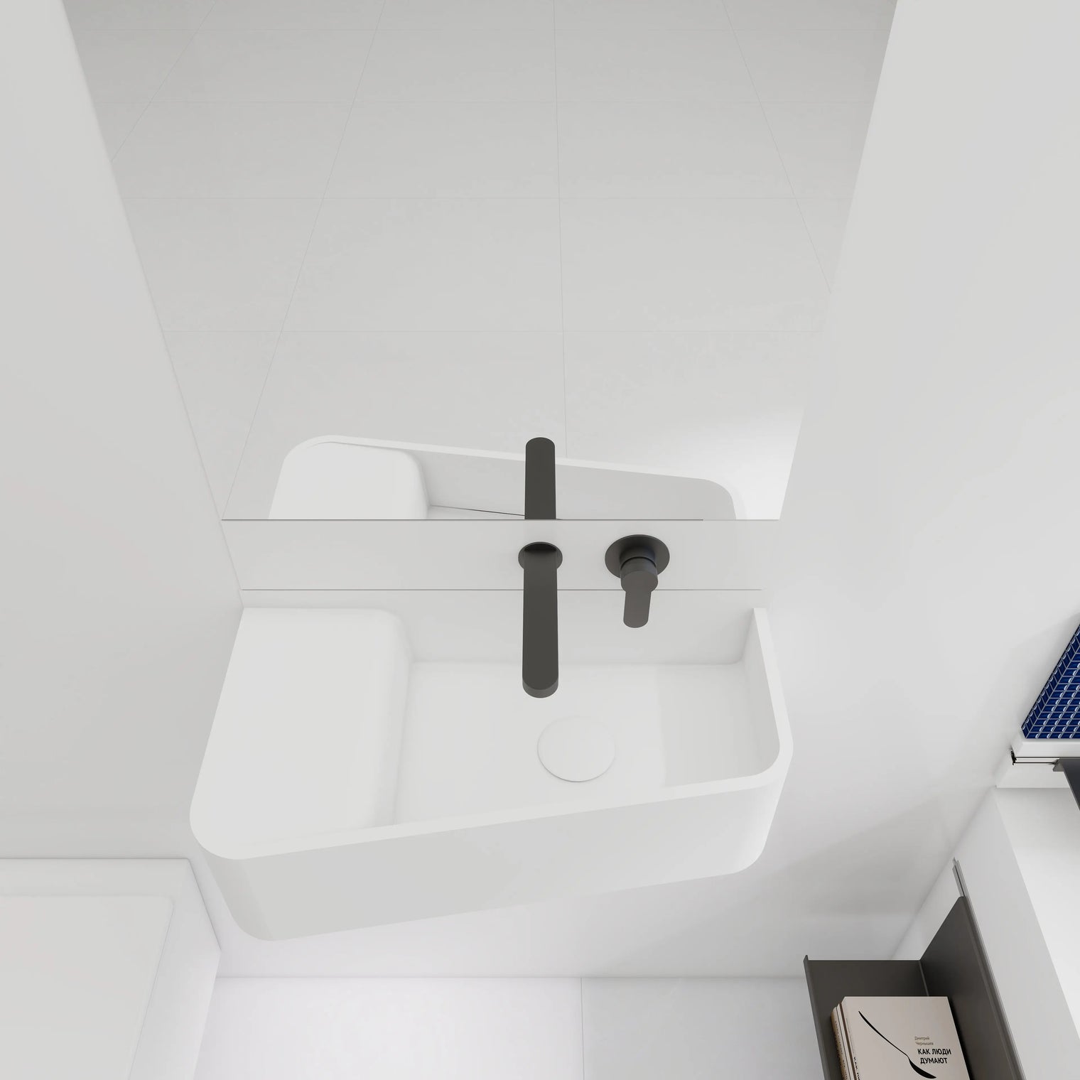 ELEMENTS Wall-Mount Washbasins Bowl on Right w/towel bar INFINITE BATH