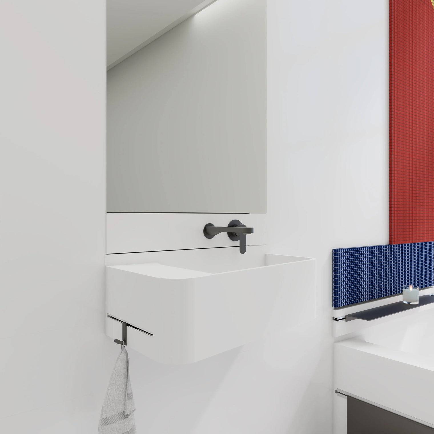 ELEMENTS Wall-Mount Washbasins Bowl on Right w/towel bar INFINITE BATH