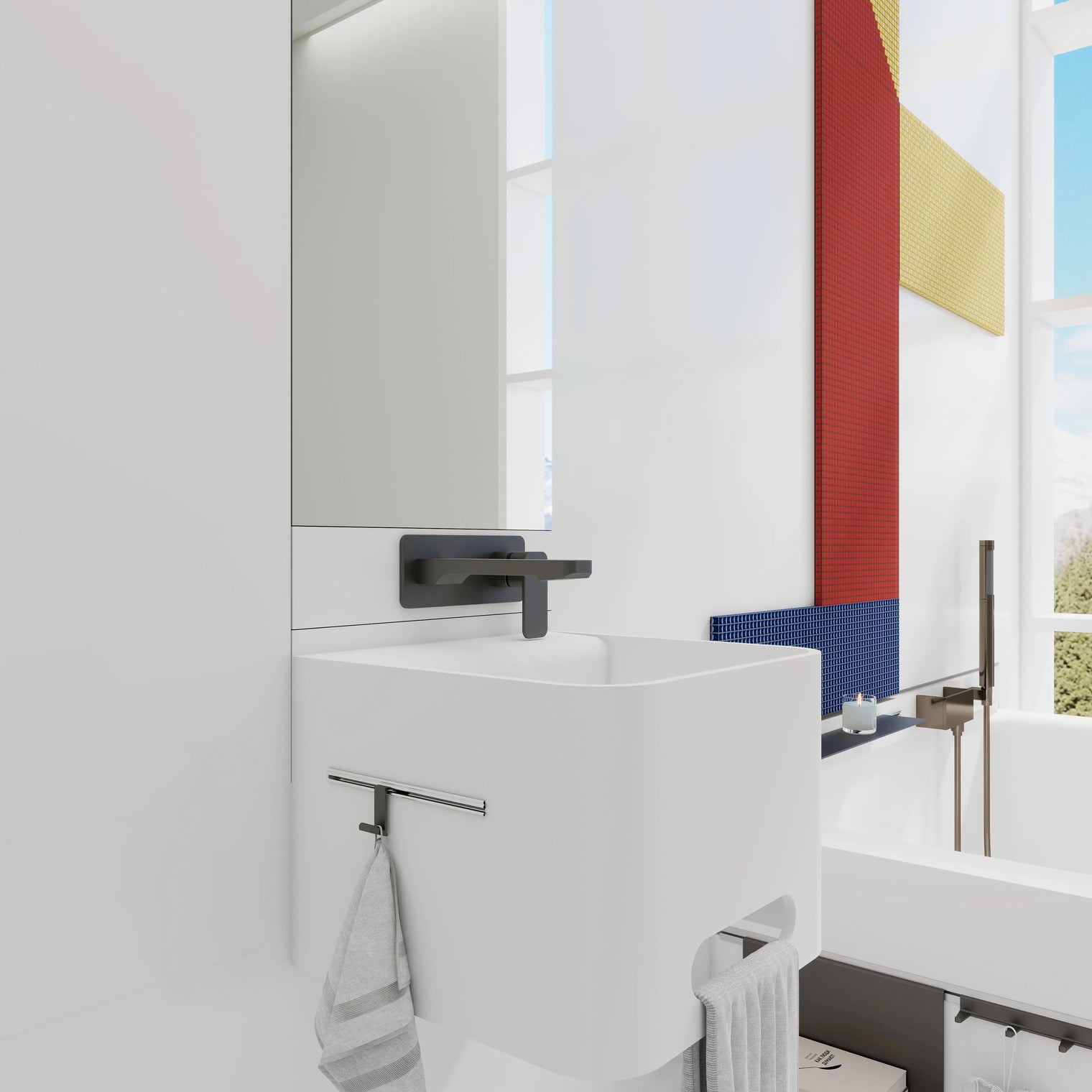 ELEMENTS Wall-Mount Washbasins w/towel bar INFINITE BATH