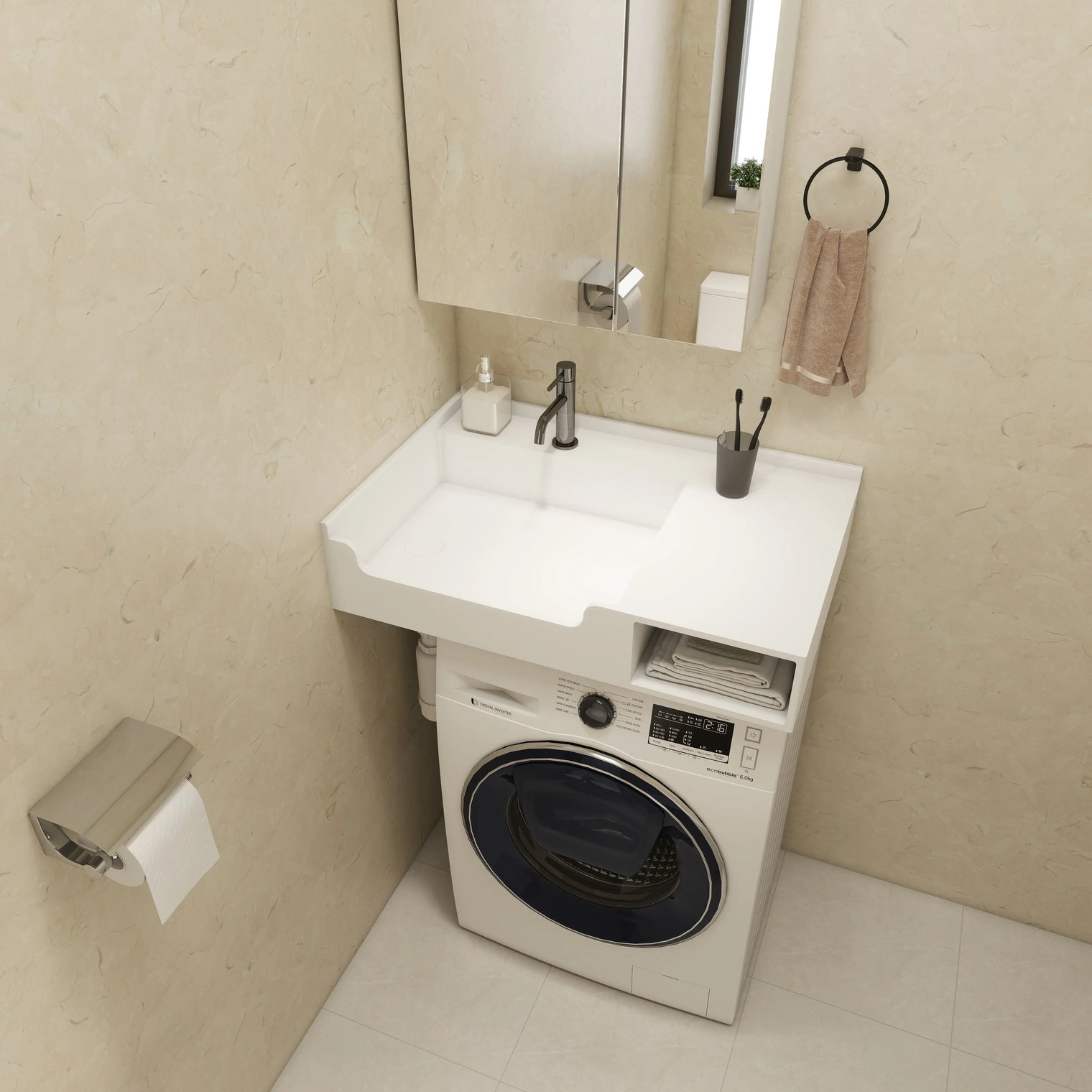 PURE Laundry Sink WM 80L w/Shelf INFINITE