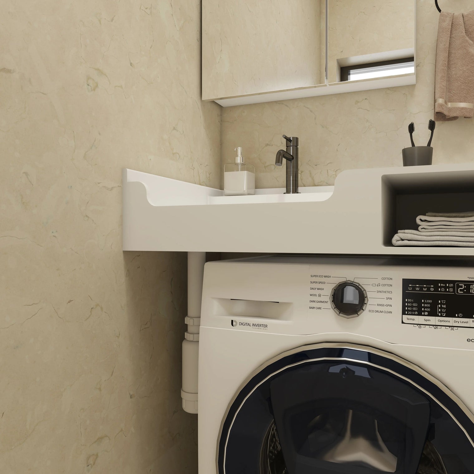 PURE Laundry Sink WM 80L w/Shelf INFINITE