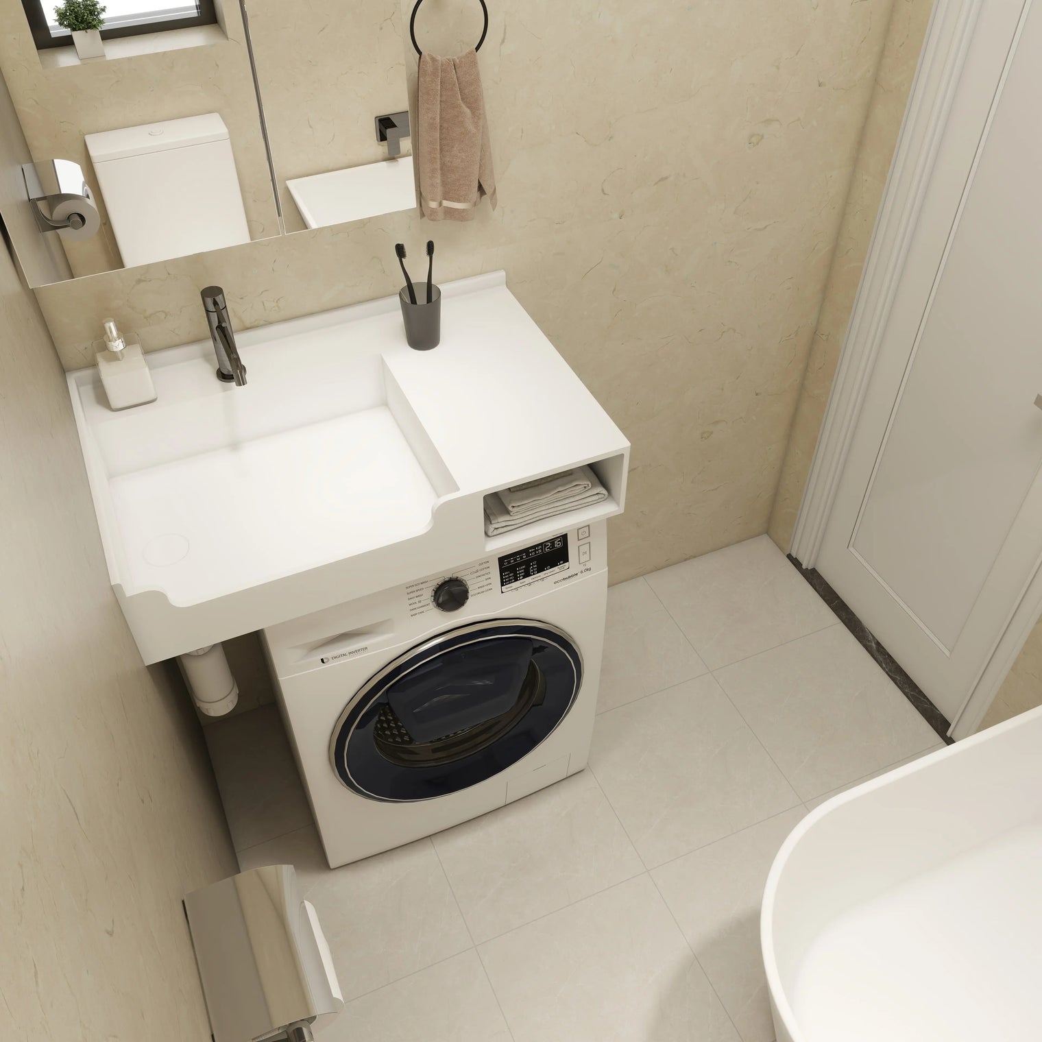 PURE Laundry Sink WM 80L w/Shelf INFINITE