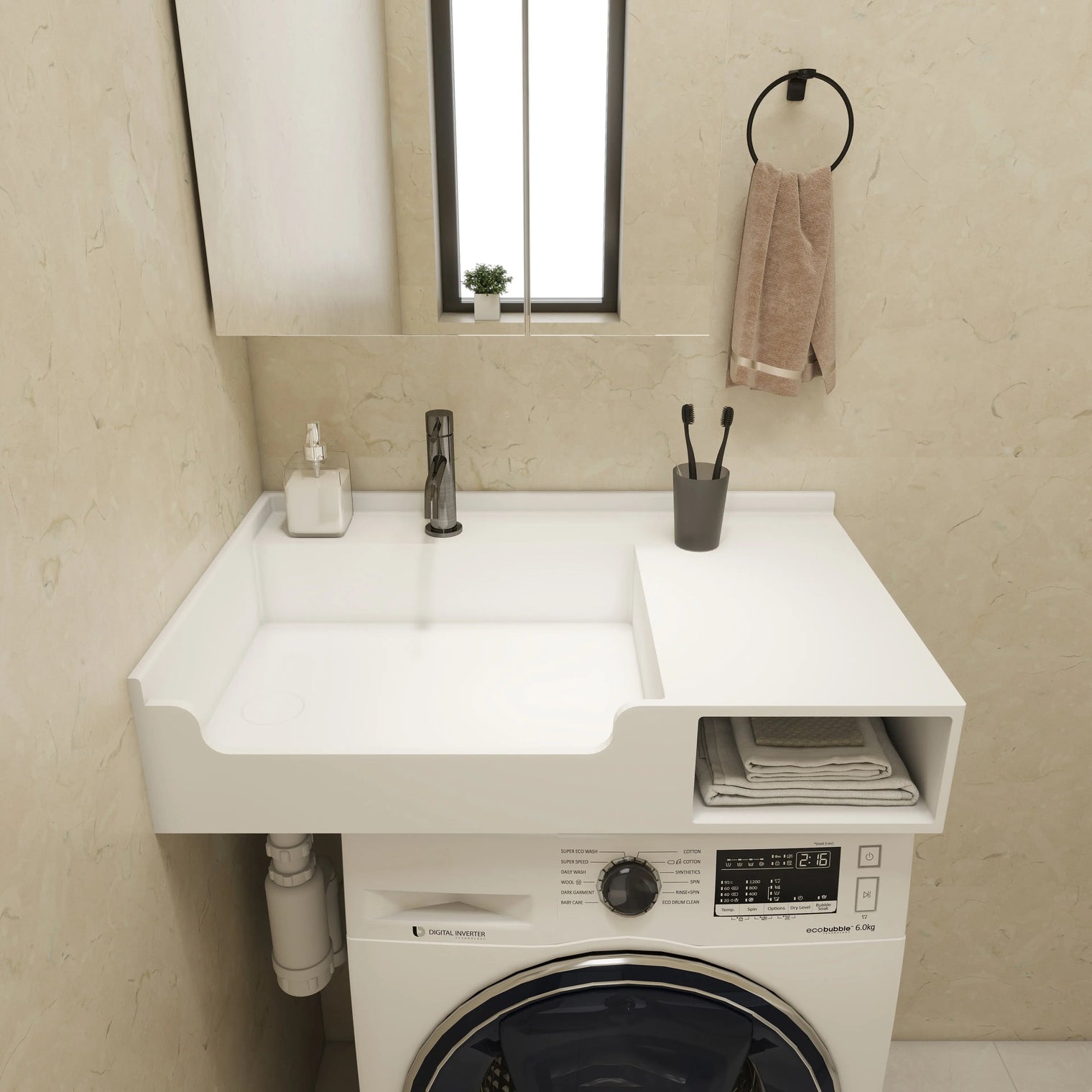 PURE Laundry Sink WM 80L w/Shelf INFINITE