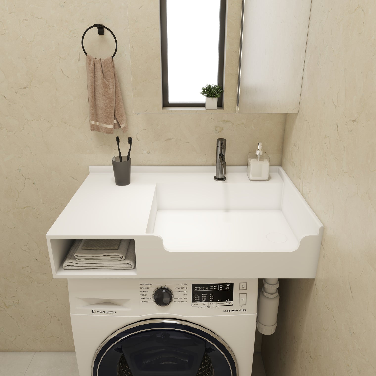 PURE Laundry Sink WM 80R w/Shelf