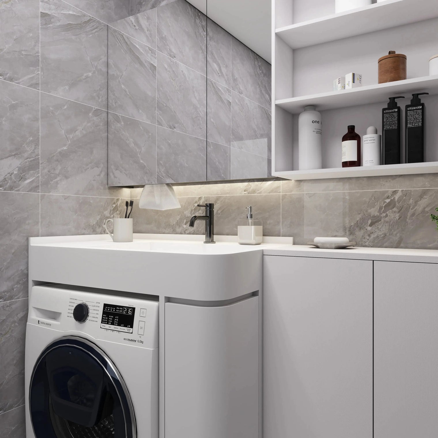 PURE Laundry Sink 85RH Curve Combo