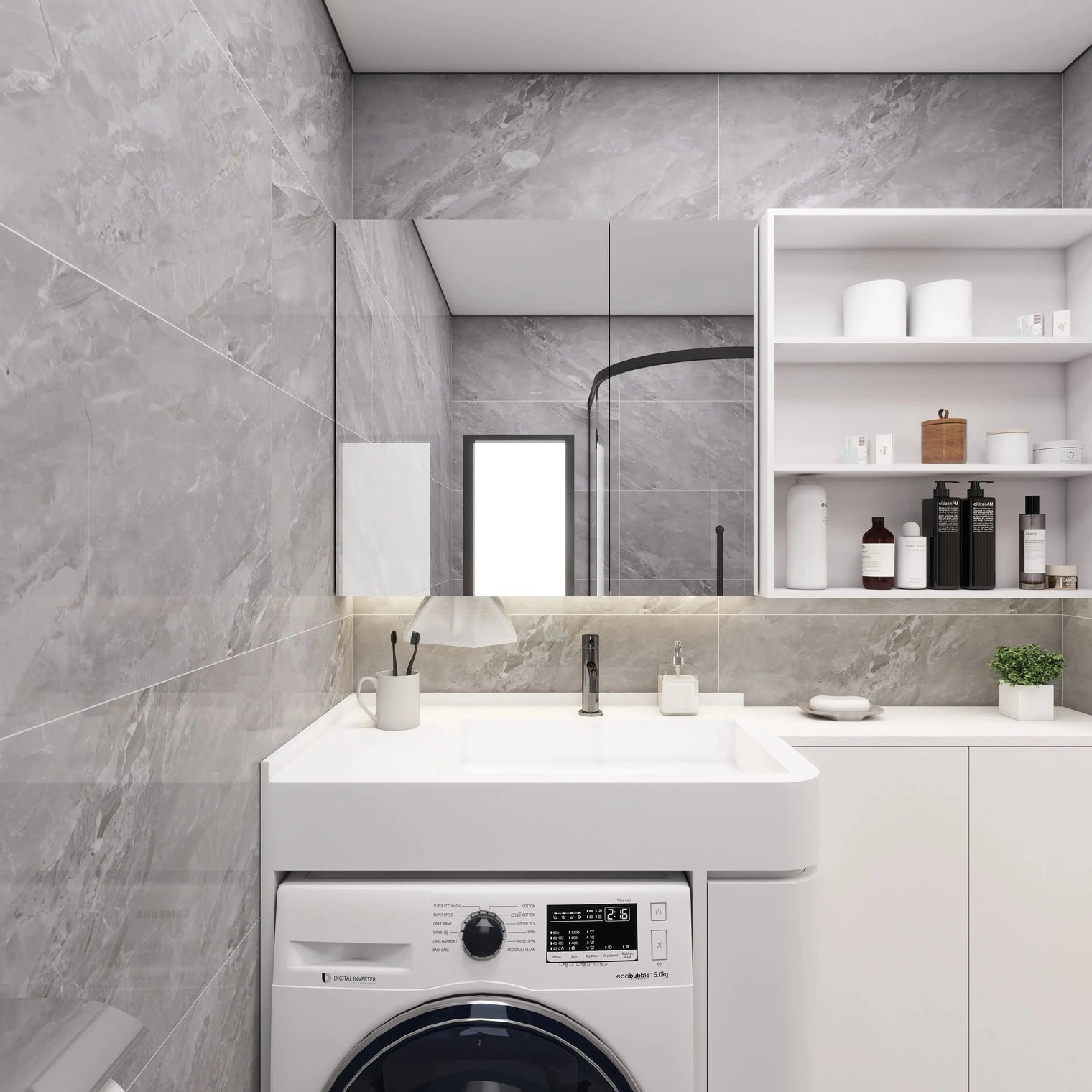 PURE Laundry Sink 85RH Curve Combo