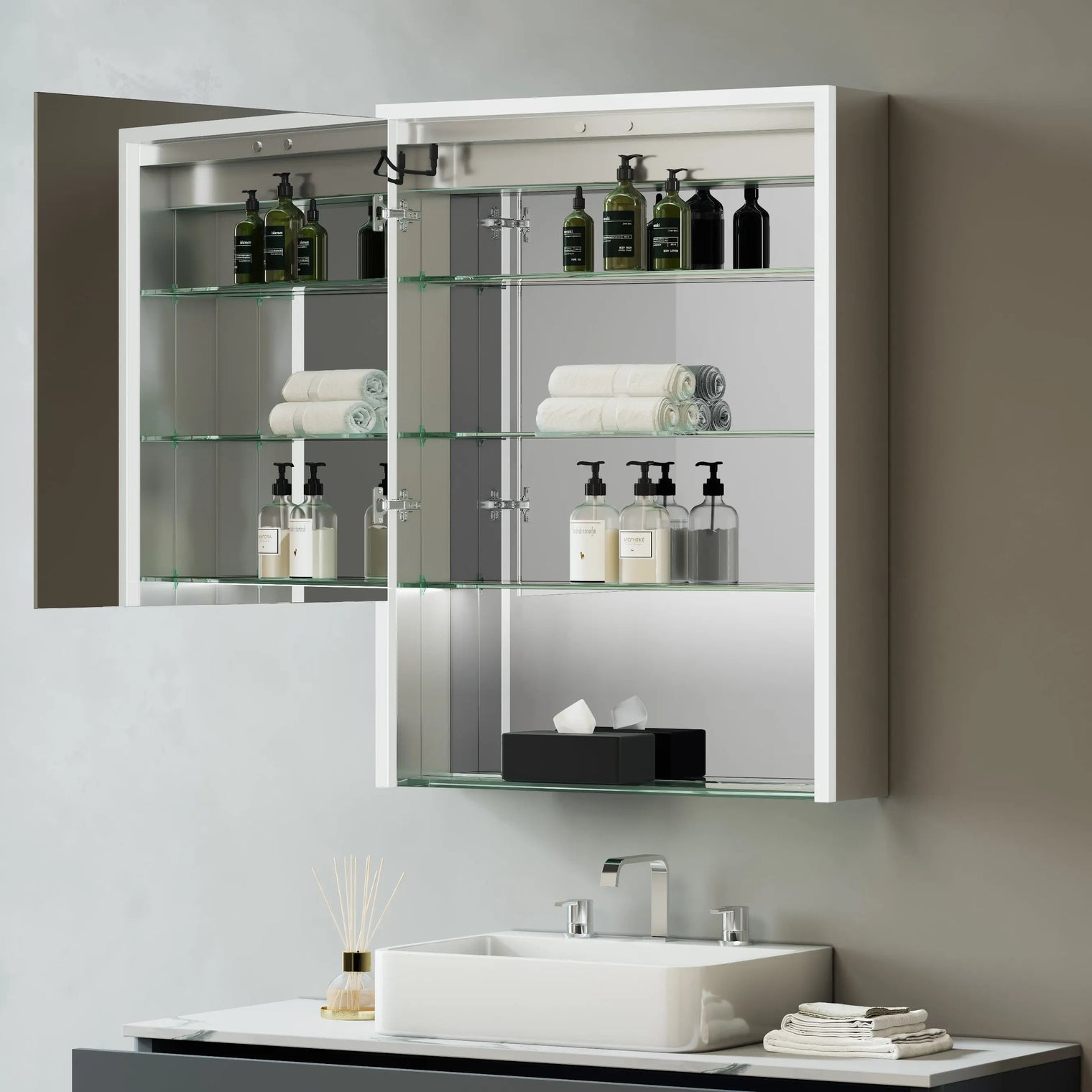 MARBELLA Mirror Cabinet 50-Bathroom Vanities-INFINITE-訂造洗手盆,浴室翻新, small size bathtubs, custom-made bathtub HK,freestanding bathtub Hong Kong, 獨立式 浴缸 香港, premium bathtub brands HK, Where to buy bathtubs in Hong Kong, best custom bathroom furniture HK, Infinite Bath, Infinite浴缸, Cloakroom,Vanities, Mirrors,Bathroom Furniture, 浴室裝修,浴室 櫃 訂造