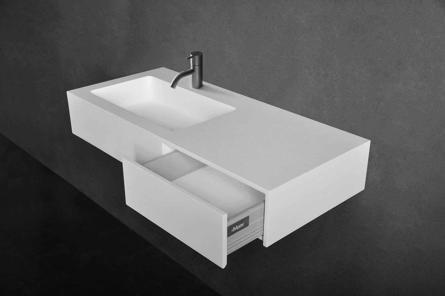 Vesta WM 90L w/Drawer-WALL MOUNT WASHBASINS-訂造一體無縫洗手盆,Tailor made Washbasins,waterbasin hk, 浴室物料,浴室裝修,訂造洗手盆,浴室翻新,Bathroomware ,Bespoke bathroom,浴室配件,訂造浴室潔具,訂造浴室傢俬,香港 浴室設計 公司,best custom bathroom furniture HK, Infinite Bath