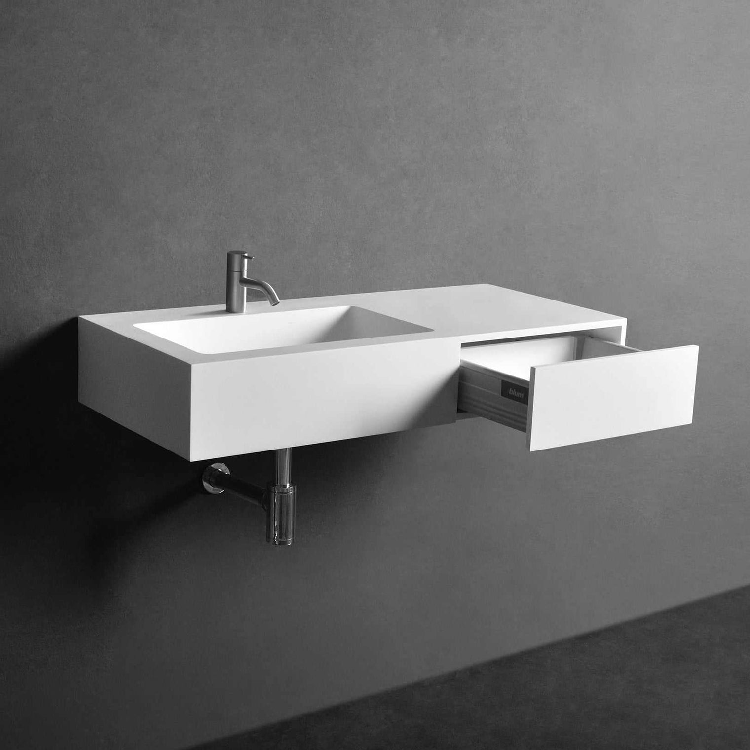 Vesta WM 90L w/Drawer-WALL MOUNT WASHBASINS-訂造一體無縫洗手盆,Tailor made Washbasins,waterbasin hk, 浴室物料,浴室裝修,訂造洗手盆,浴室翻新,Bathroomware ,Bespoke bathroom,浴室配件,訂造浴室潔具,訂造浴室傢俬,香港 浴室設計 公司,best custom bathroom furniture HK, Infinite Bath