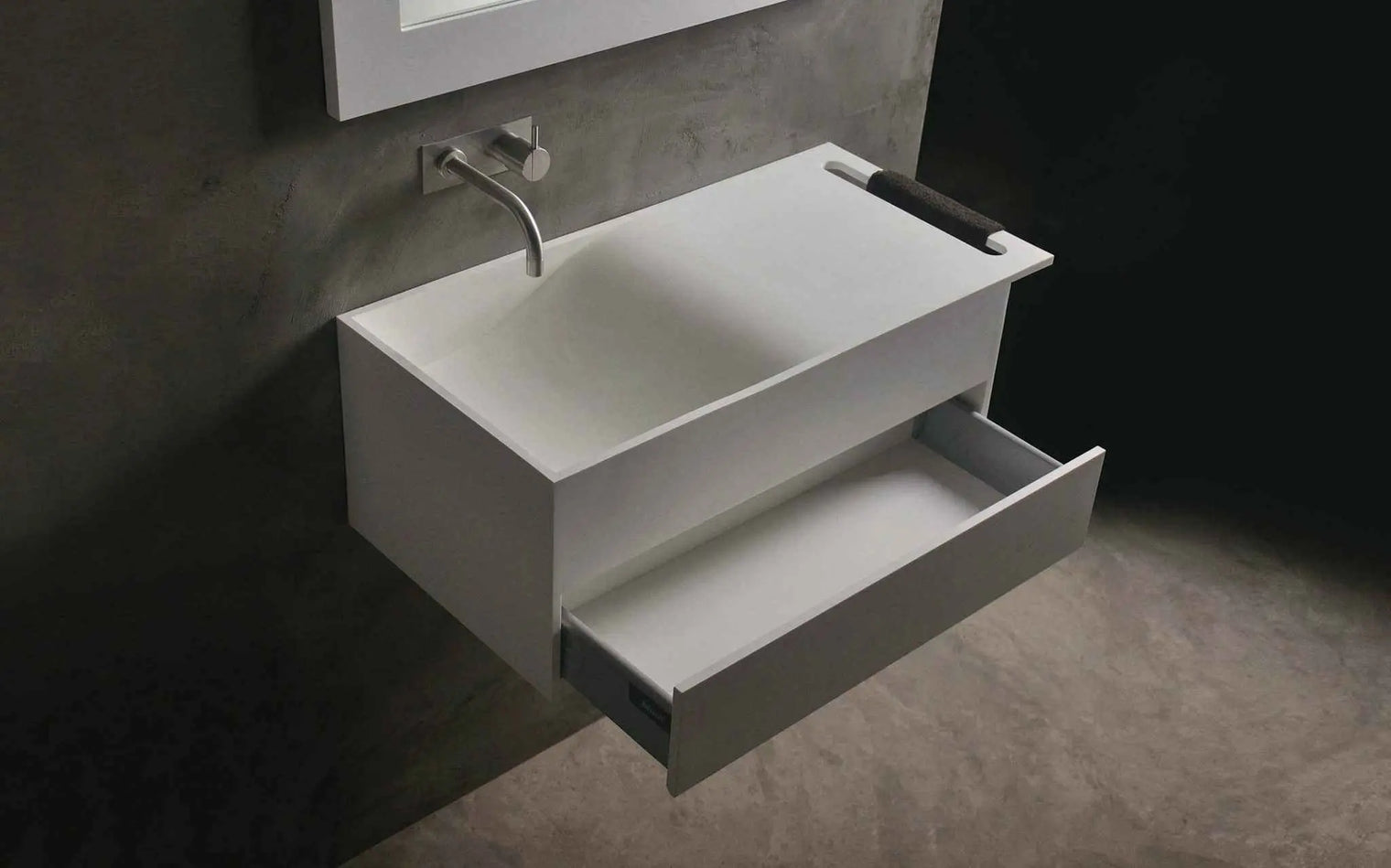 Christianssand WM 80L w/Drawer-WALL MOUNT WASHBASINS-訂造一體無縫洗手盆,Tailor made Washbasins,waterbasin hk, 浴室物料,浴室裝修,訂造洗手盆,浴室翻新,Bathroomware ,Bespoke bathroom,浴室配件,訂造浴室潔具,訂造浴室傢俬,香港 浴室設計 公司,best custom bathroom furniture HK, Infinite Bath