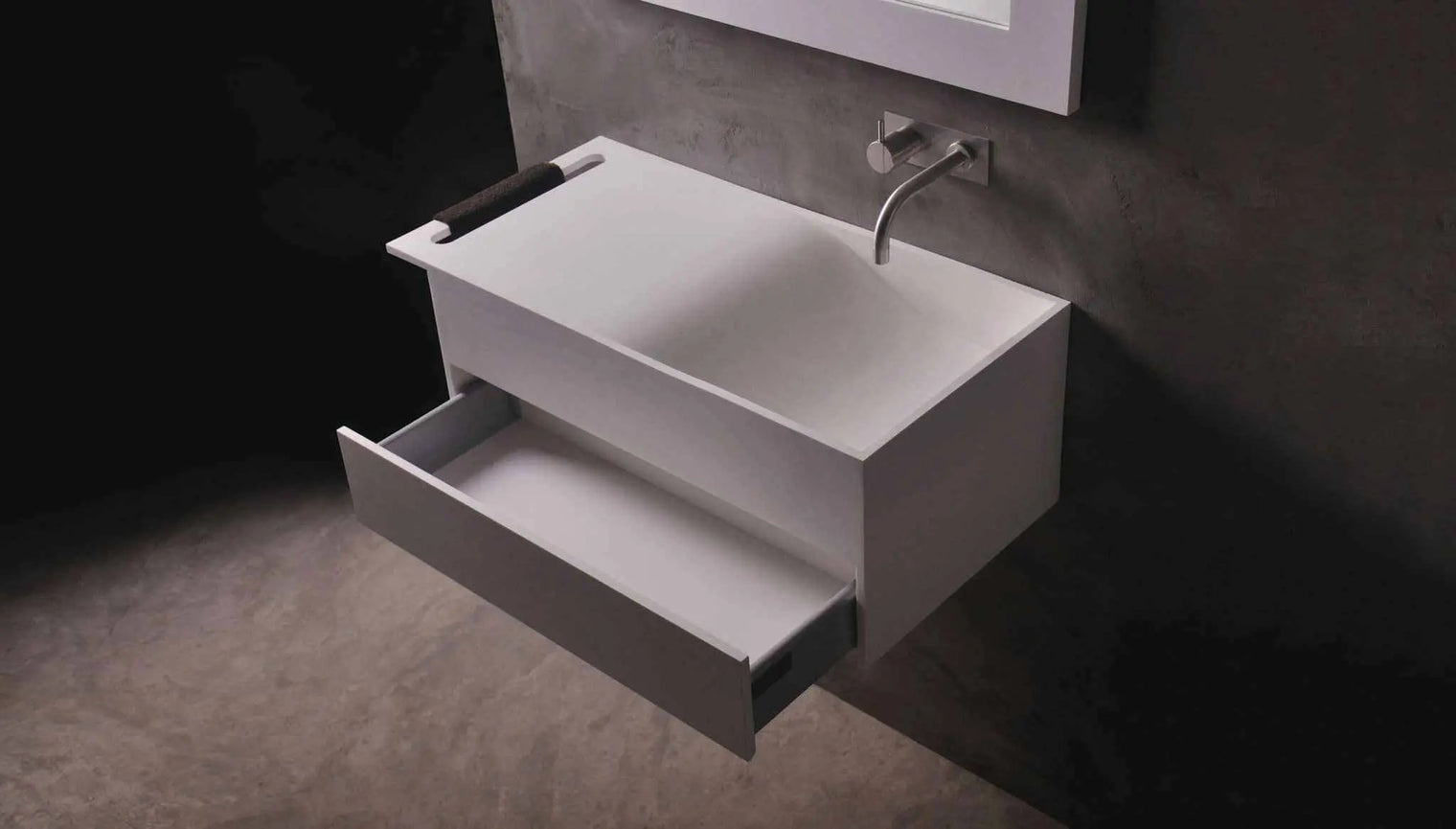 Christianssand WM 80R w/Drawer-WALL MOUNT WASHBASINS-訂造一體無縫洗手盆,Tailor made Washbasins,waterbasin hk, 浴室物料,浴室裝修,訂造洗手盆,浴室翻新,Bathroomware ,Bespoke bathroom,浴室配件,訂造浴室潔具,訂造浴室傢俬,香港 浴室設計 公司,best custom bathroom furniture HK, Infinite Bath