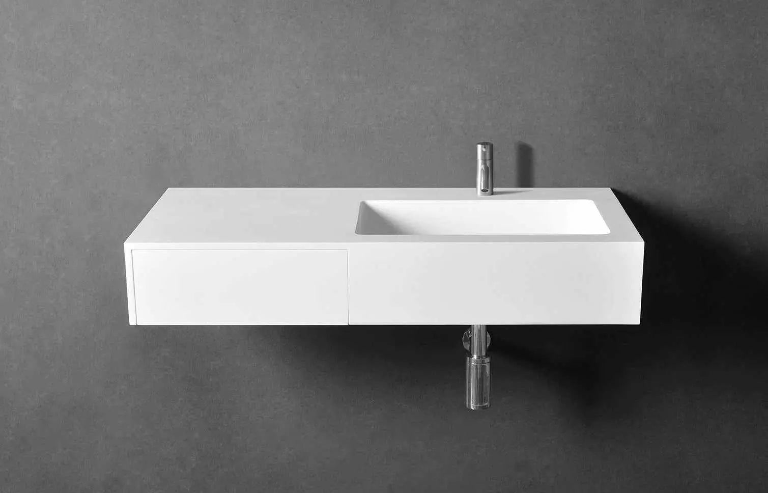 Vesta WM 90R w/Drawer-WALL MOUNT WASHBASINS-訂造一體無縫洗手盆,Tailor made Washbasins,waterbasin hk, 浴室物料,浴室裝修,訂造洗手盆,浴室翻新,Bathroomware ,Bespoke bathroom,浴室配件,訂造浴室潔具,訂造浴室傢俬,香港 浴室設計 公司,best custom bathroom furniture HK, Infinite Bath