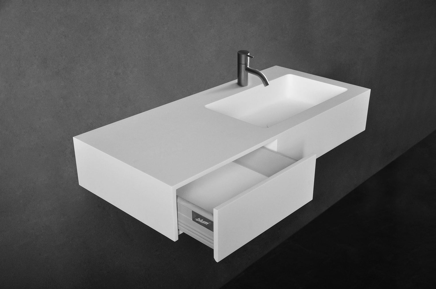 Vesta WM 90R w/Drawer-WALL MOUNT WASHBASINS-訂造一體無縫洗手盆,Tailor made Washbasins,waterbasin hk, 浴室物料,浴室裝修,訂造洗手盆,浴室翻新,Bathroomware ,Bespoke bathroom,浴室配件,訂造浴室潔具,訂造浴室傢俬,香港 浴室設計 公司,best custom bathroom furniture HK, Infinite Bath