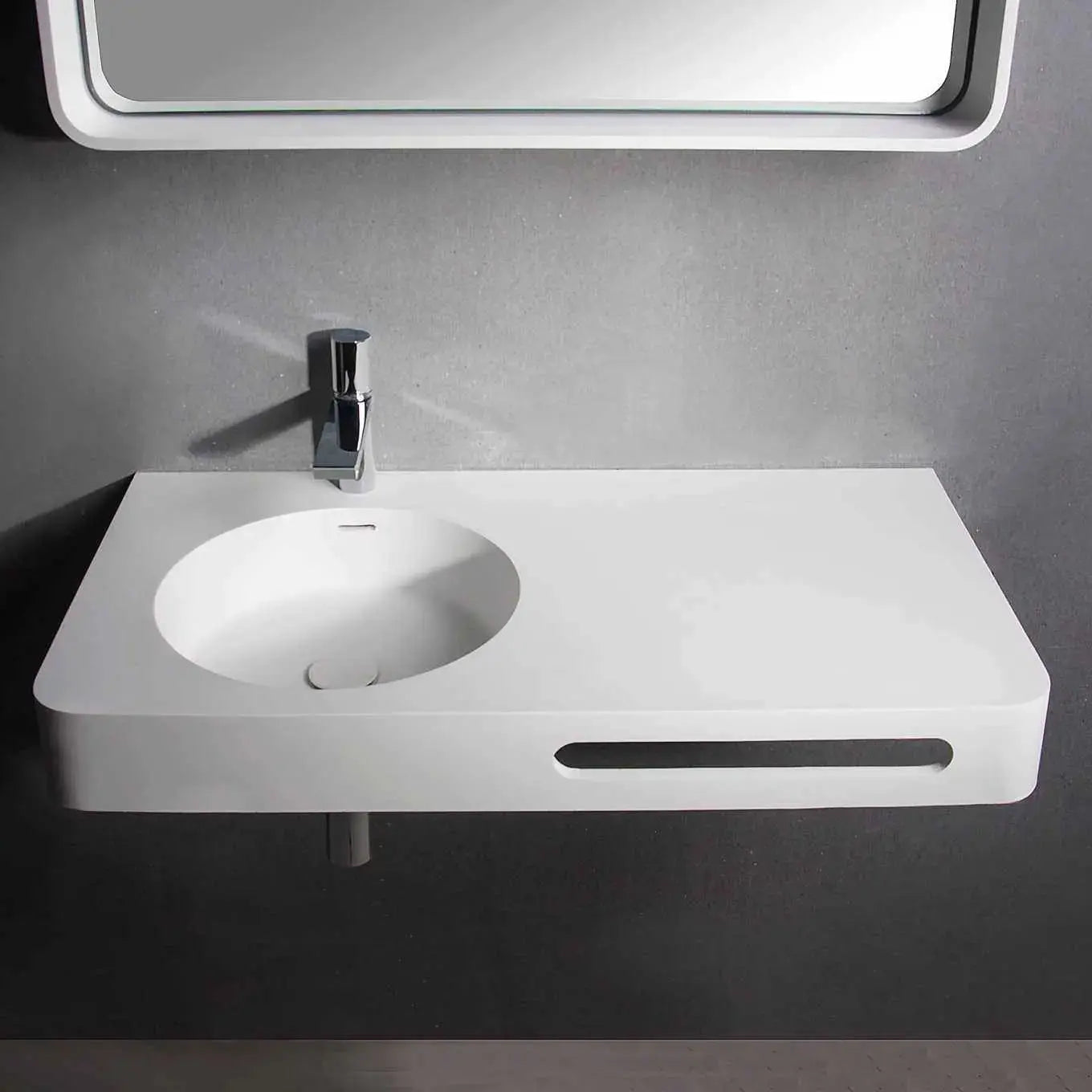 Cirque WM 75L with Towel Bar-WALL MOUNT WASHBASINS-訂造一體無縫洗手盆,Tailor made Washbasins,waterbasin hk, 浴室物料,浴室裝修,訂造洗手盆,浴室翻新,Bathroomware ,Bespoke bathroom,浴室配件,訂造浴室潔具,訂造浴室傢俬,香港 浴室設計 公司,best custom bathroom furniture HK, Infinite Bath