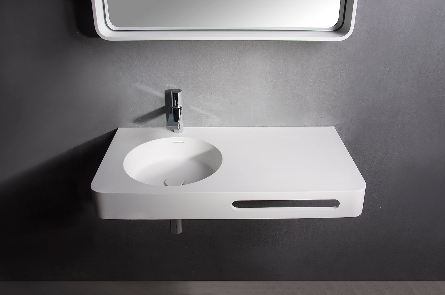 Cirque WM 75L with Towel Bar-WALL MOUNT WASHBASINS-訂造一體無縫洗手盆,Tailor made Washbasins,waterbasin hk, 浴室物料,浴室裝修,訂造洗手盆,浴室翻新,Bathroomware ,Bespoke bathroom,浴室配件,訂造浴室潔具,訂造浴室傢俬,香港 浴室設計 公司,best custom bathroom furniture HK, Infinite Bath