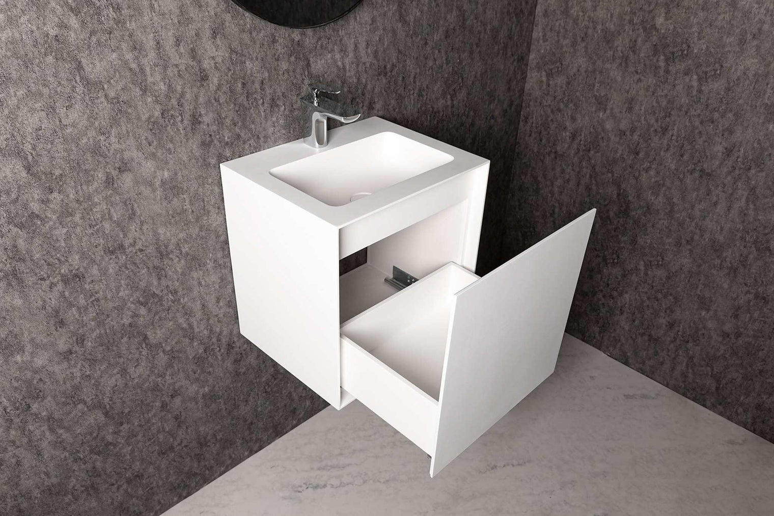 Vesta WM 50 w/Drawer-WALL MOUNT WASHBASINS-訂造一體無縫洗手盆,Tailor made Washbasins,waterbasin hk, 浴室物料,浴室裝修,訂造洗手盆,浴室翻新,Bathroomware ,Bespoke bathroom,浴室配件,訂造浴室潔具,訂造浴室傢俬,香港 浴室設計 公司,best custom bathroom furniture HK, Infinite Bath