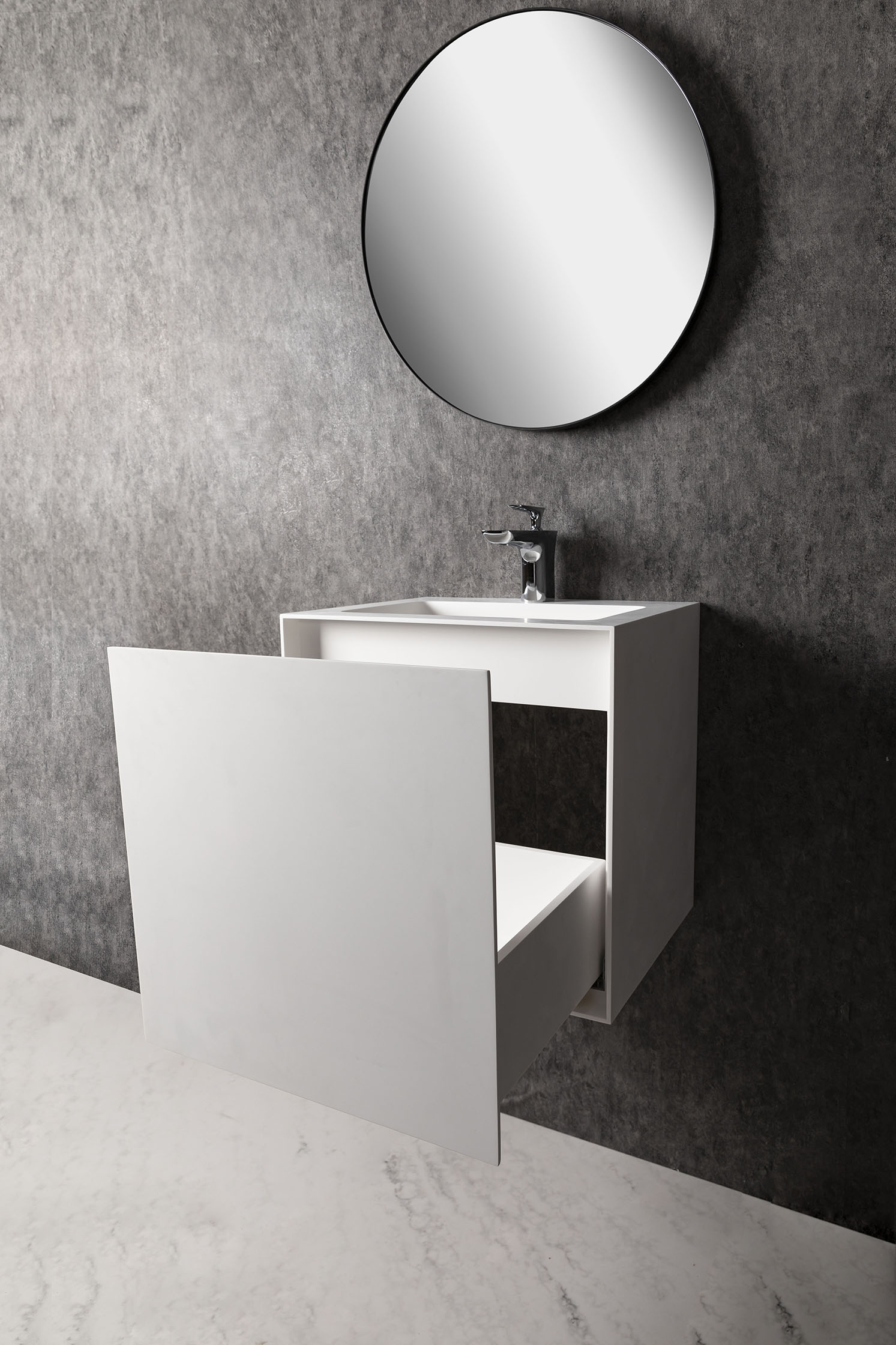 Vesta WM 50 w/Drawer-WALL MOUNT WASHBASINS-訂造一體無縫洗手盆,Tailor made Washbasins,waterbasin hk, 浴室物料,浴室裝修,訂造洗手盆,浴室翻新,Bathroomware ,Bespoke bathroom,浴室配件,訂造浴室潔具,訂造浴室傢俬,香港 浴室設計 公司,best custom bathroom furniture HK, Infinite Bath