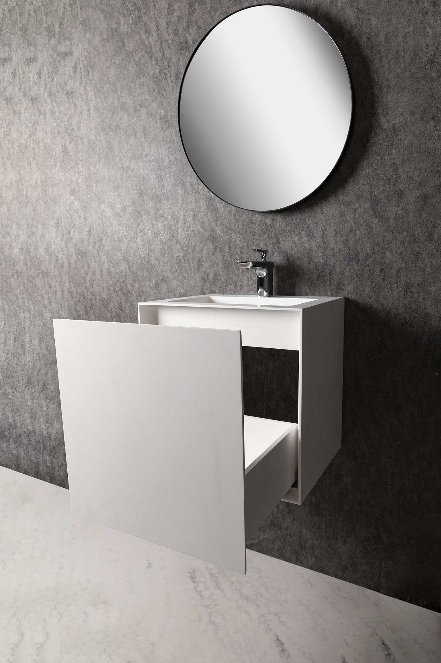 Vesta WM 50 w/Drawer-WALL MOUNT WASHBASINS-訂造一體無縫洗手盆,Tailor made Washbasins,waterbasin hk, 浴室物料,浴室裝修,訂造洗手盆,浴室翻新,Bathroomware ,Bespoke bathroom,浴室配件,訂造浴室潔具,訂造浴室傢俬,香港 浴室設計 公司,best custom bathroom furniture HK, Infinite Bath