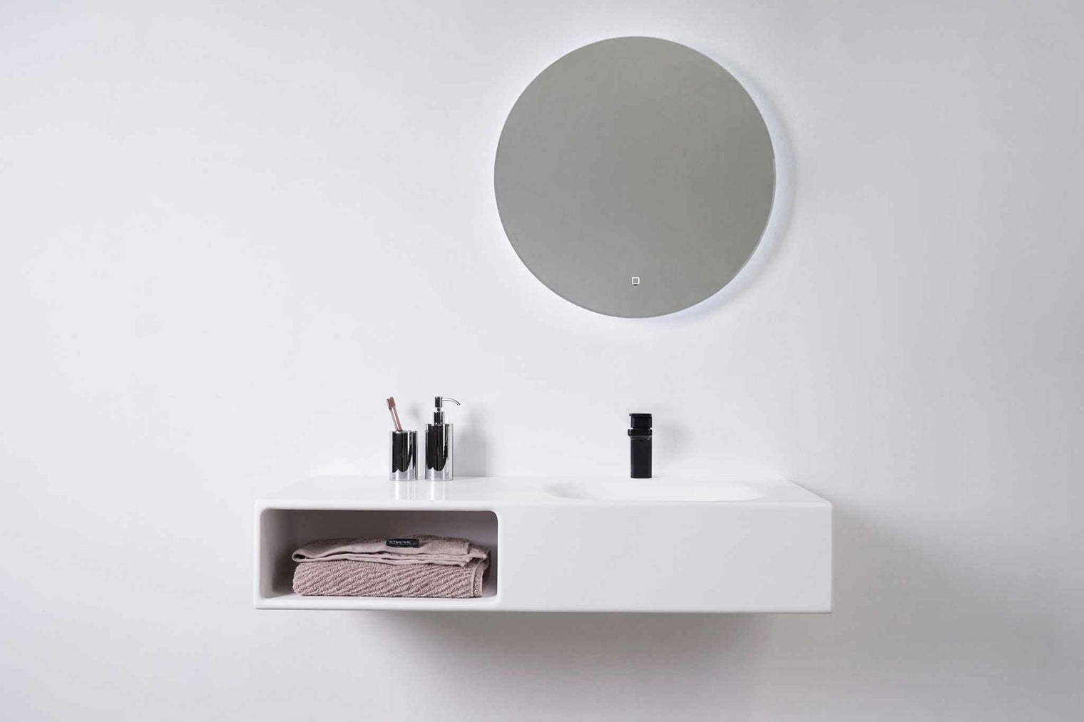 Spio WM 100R w/Shelf-WALL MOUNT WASHBASINS-訂造一體無縫洗手盆,Tailor made Washbasins,waterbasin hk, 浴室物料,浴室裝修,訂造洗手盆,浴室翻新,Bathroomware ,Bespoke bathroom,浴室配件,訂造浴室潔具,訂造浴室傢俬,香港 浴室設計 公司,best custom bathroom furniture HK, Infinite Bath