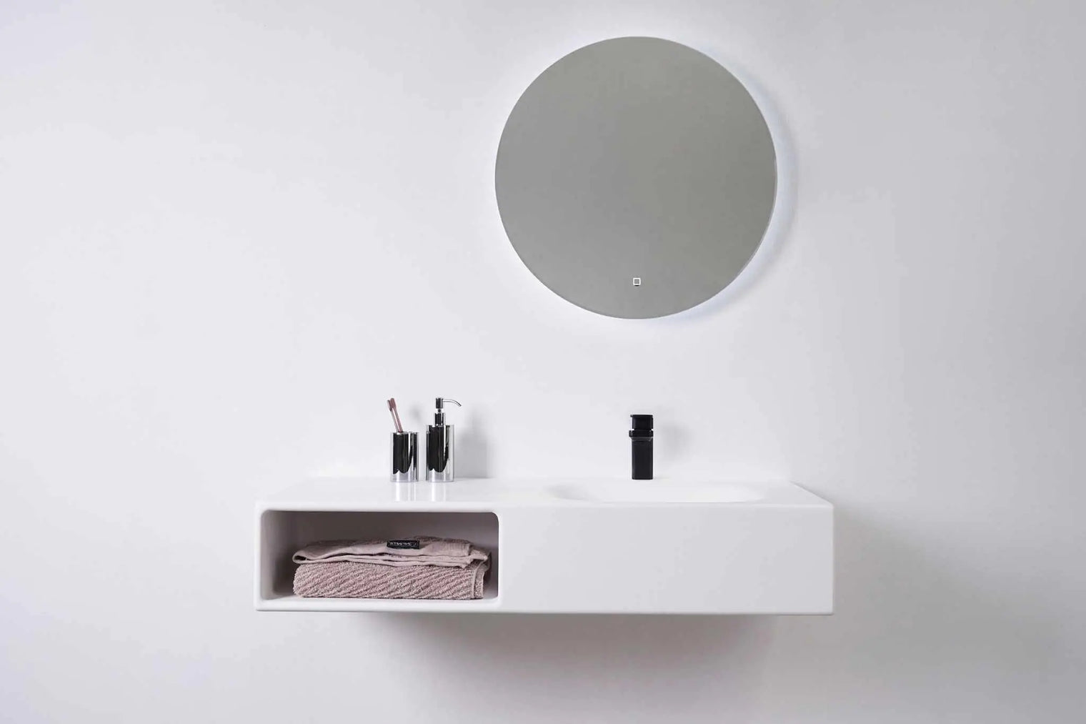 Spio WM 100R w/Shelf-WALL MOUNT WASHBASINS-訂造一體無縫洗手盆,Tailor made Washbasins,waterbasin hk, 浴室物料,浴室裝修,訂造洗手盆,浴室翻新,Bathroomware ,Bespoke bathroom,浴室配件,訂造浴室潔具,訂造浴室傢俬,香港 浴室設計 公司,best custom bathroom furniture HK, Infinite Bath