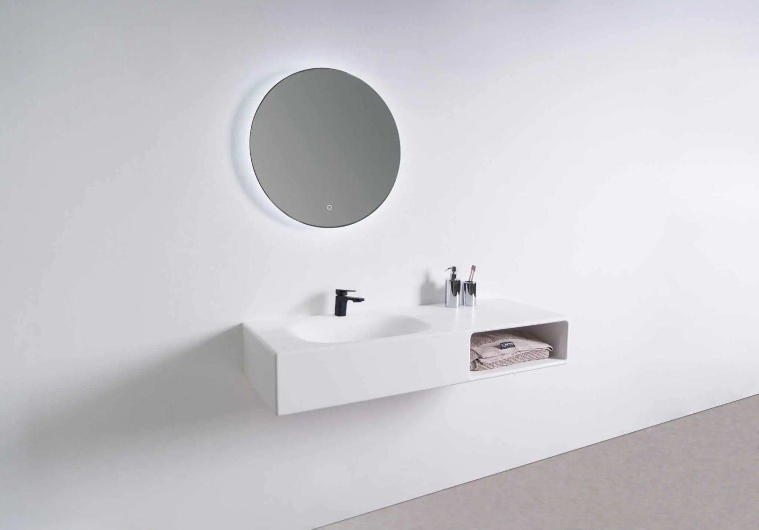 Spio WM 120L w/Shelf-WALL MOUNT WASHBASINS-訂造一體無縫洗手盆,Tailor made Washbasins,waterbasin hk, 浴室物料,浴室裝修,訂造洗手盆,浴室翻新,Bathroomware ,Bespoke bathroom,浴室配件,訂造浴室潔具,訂造浴室傢俬,香港 浴室設計 公司,best custom bathroom furniture HK, Infinite Bath