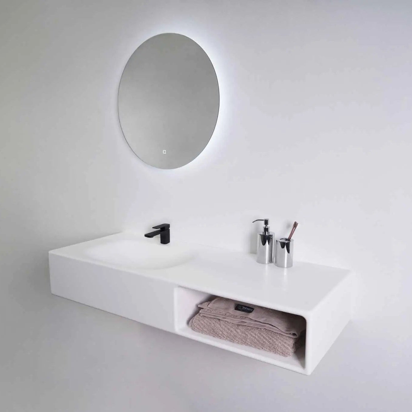 Spio WM 120L w/Shelf-WALL MOUNT WASHBASINS-訂造一體無縫洗手盆,Tailor made Washbasins,waterbasin hk, 浴室物料,浴室裝修,訂造洗手盆,浴室翻新,Bathroomware ,Bespoke bathroom,浴室配件,訂造浴室潔具,訂造浴室傢俬,香港 浴室設計 公司,best custom bathroom furniture HK, Infinite Bath