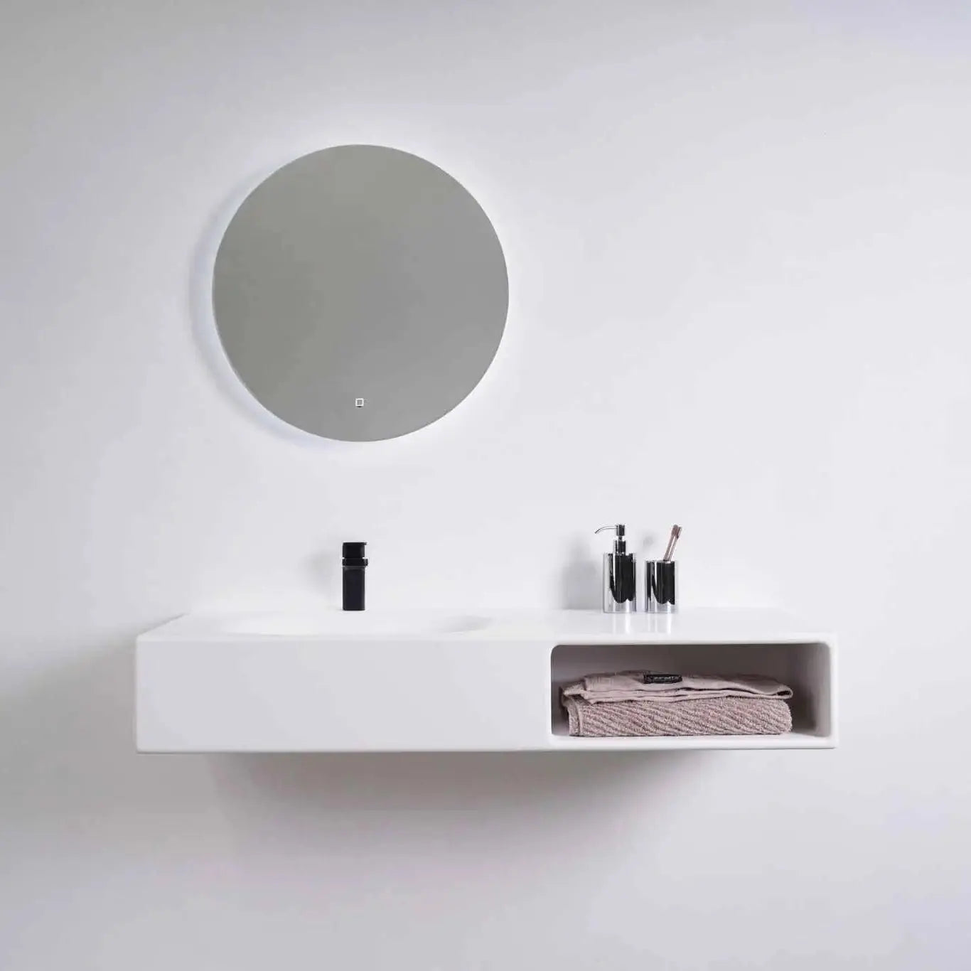Spio WM 120L w/Shelf-WALL MOUNT WASHBASINS-訂造一體無縫洗手盆,Tailor made Washbasins,waterbasin hk, 浴室物料,浴室裝修,訂造洗手盆,浴室翻新,Bathroomware ,Bespoke bathroom,浴室配件,訂造浴室潔具,訂造浴室傢俬,香港 浴室設計 公司,best custom bathroom furniture HK, Infinite Bath