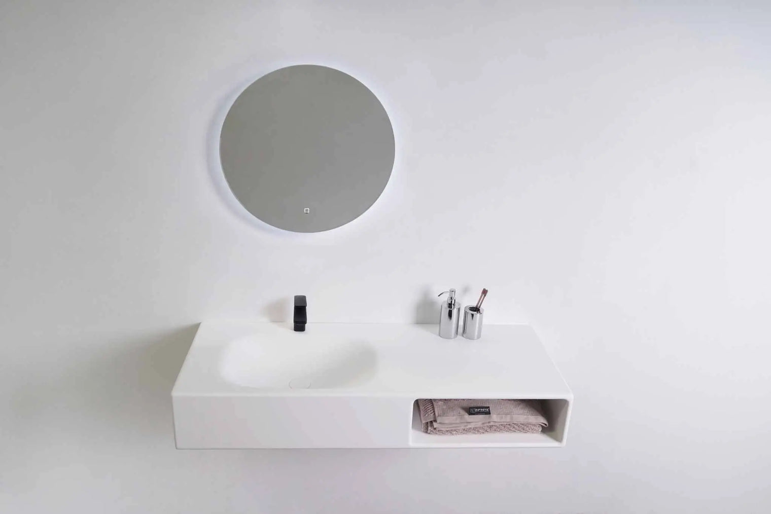 Spio WM 120L w/Shelf-WALL MOUNT WASHBASINS-訂造一體無縫洗手盆,Tailor made Washbasins,waterbasin hk, 浴室物料,浴室裝修,訂造洗手盆,浴室翻新,Bathroomware ,Bespoke bathroom,浴室配件,訂造浴室潔具,訂造浴室傢俬,香港 浴室設計 公司,best custom bathroom furniture HK, Infinite Bath