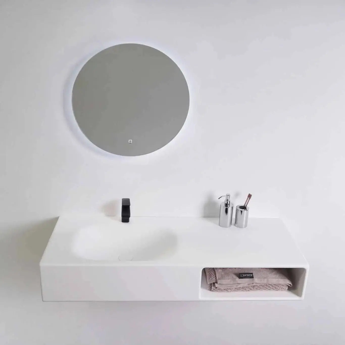 Spio WM 120L w/Shelf-WALL MOUNT WASHBASINS-訂造一體無縫洗手盆,Tailor made Washbasins,waterbasin hk, 浴室物料,浴室裝修,訂造洗手盆,浴室翻新,Bathroomware ,Bespoke bathroom,浴室配件,訂造浴室潔具,訂造浴室傢俬,香港 浴室設計 公司,best custom bathroom furniture HK, Infinite Bath