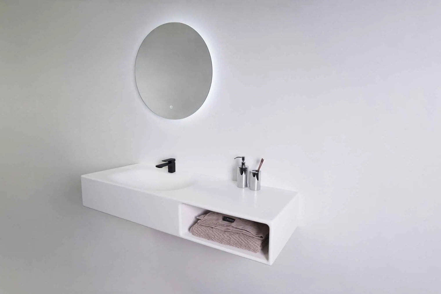 Spio WM 140L w/Shelf-WALL MOUNT WASHBASINS-訂造一體無縫洗手盆,Tailor made Washbasins,waterbasin hk, 浴室物料,浴室裝修,訂造洗手盆,浴室翻新,Bathroomware ,Bespoke bathroom,浴室配件,訂造浴室潔具,訂造浴室傢俬,香港 浴室設計 公司,best custom bathroom furniture HK, Infinite Bath